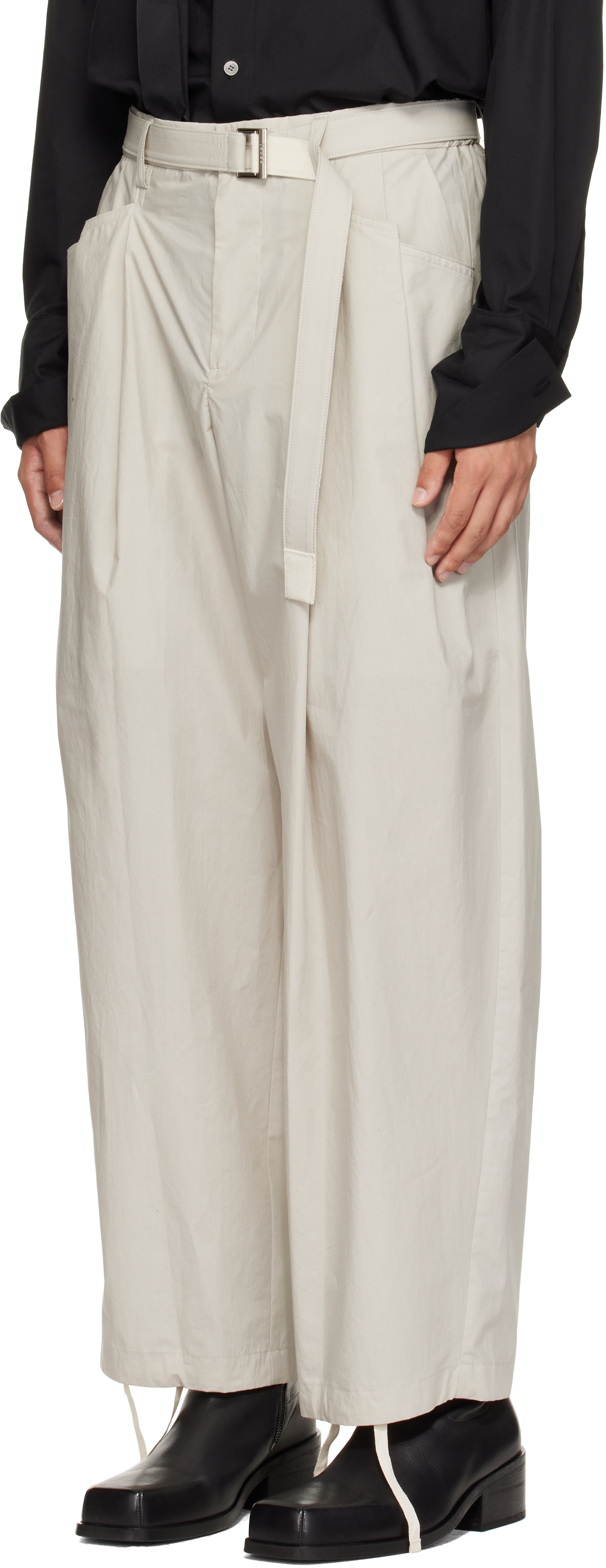 sacai - Pantalon Typewriter blanc cassé
