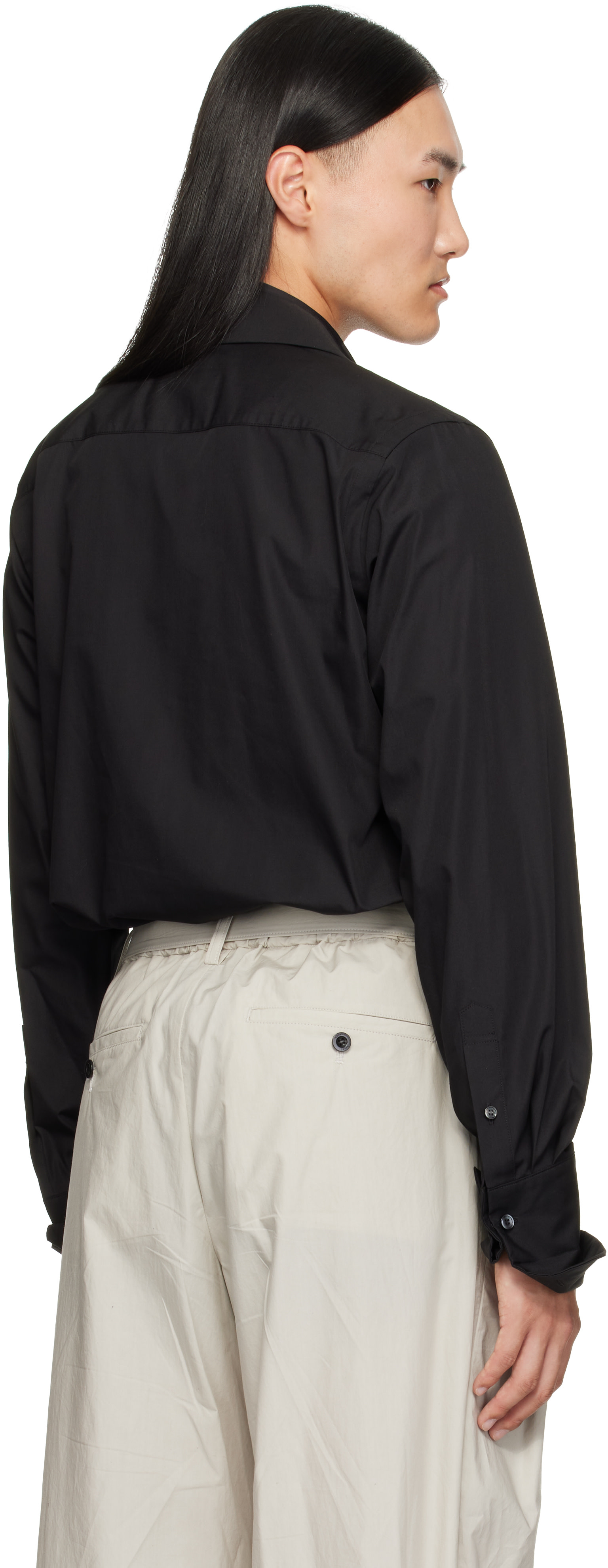 sacai: Black Satin Tie Poplin Shirt | SSENSE Australia