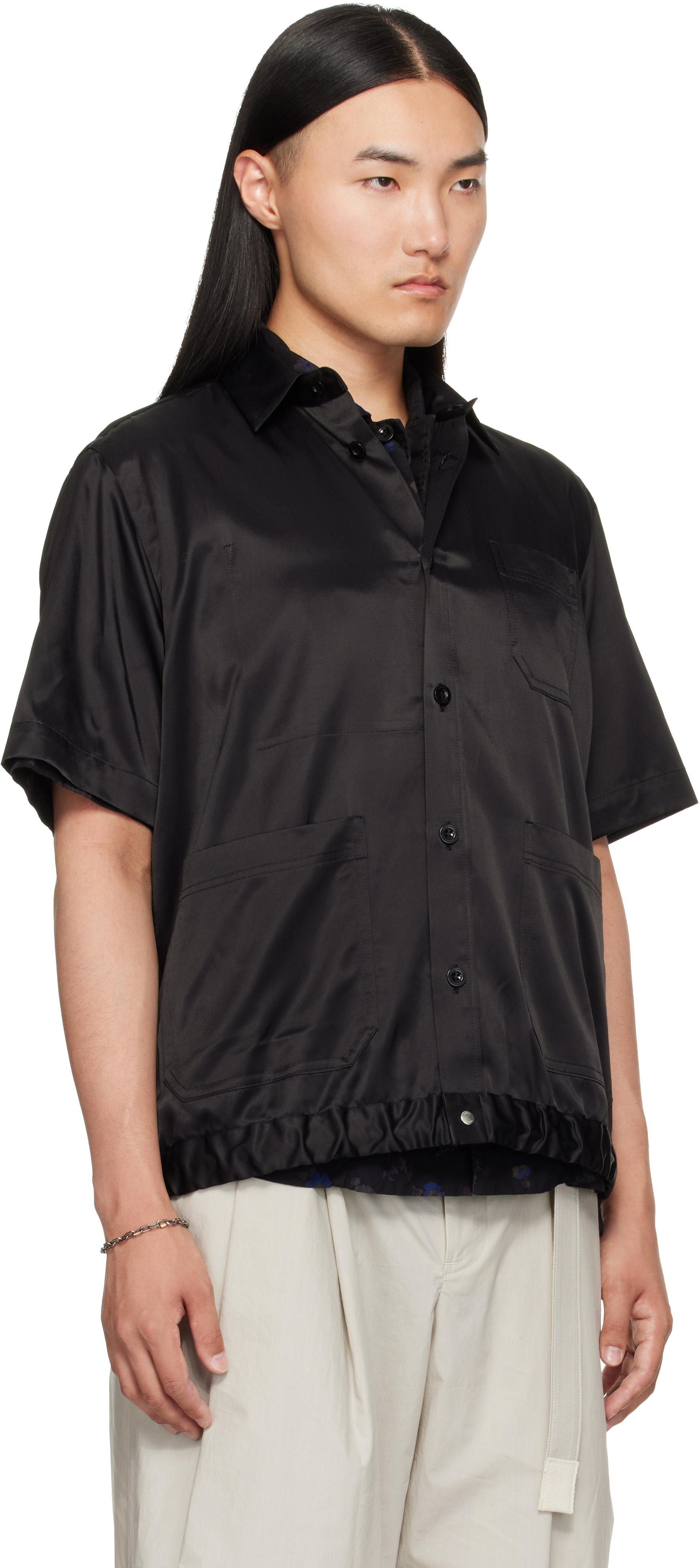 sacai: Black Rayon Cotton Twill Shirt | SSENSE Australia