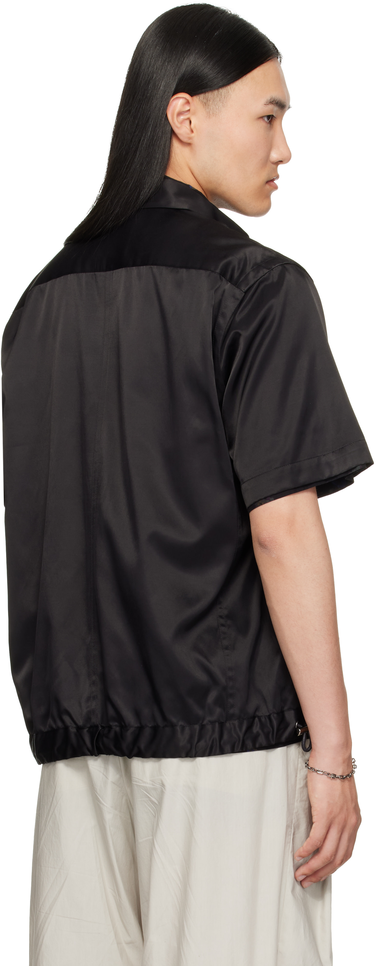 sacai: Black Rayon Cotton Twill Shirt | SSENSE Australia