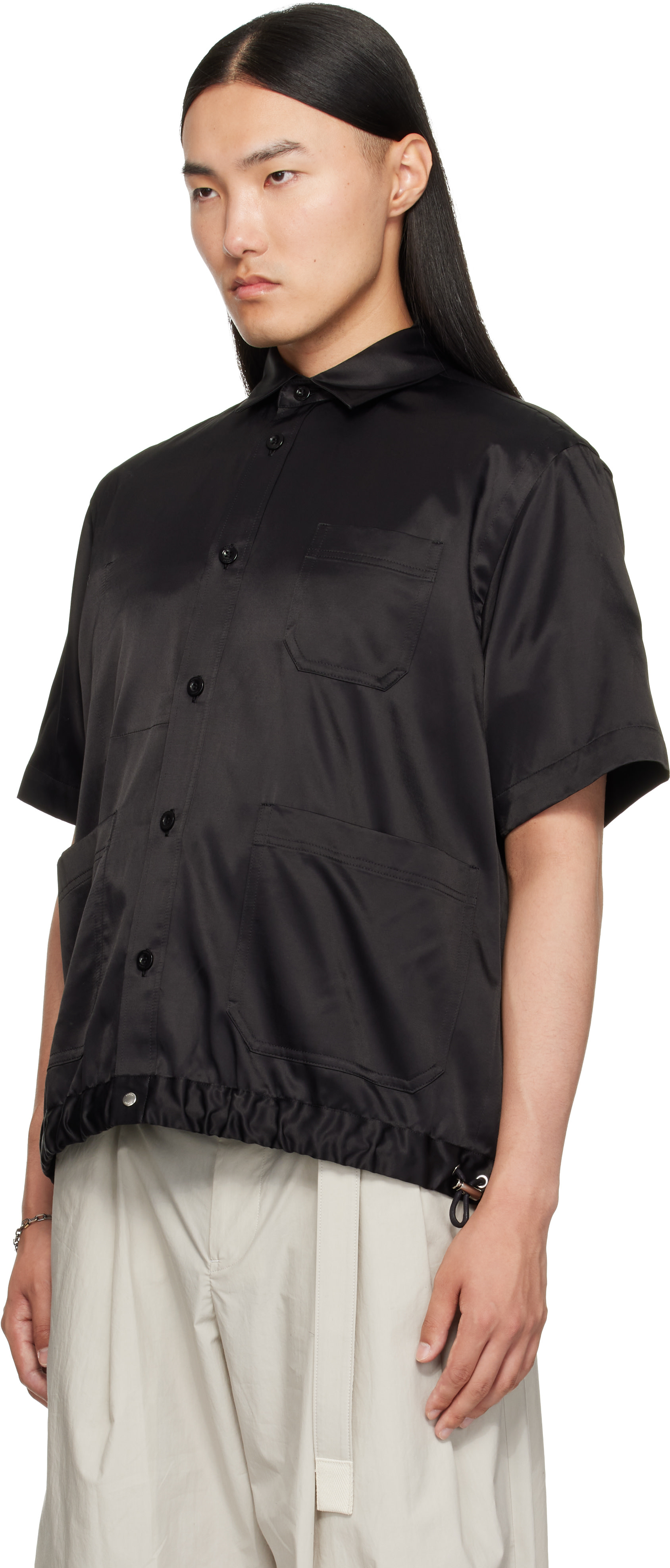 sacai: Black Rayon Cotton Twill Shirt | SSENSE Australia