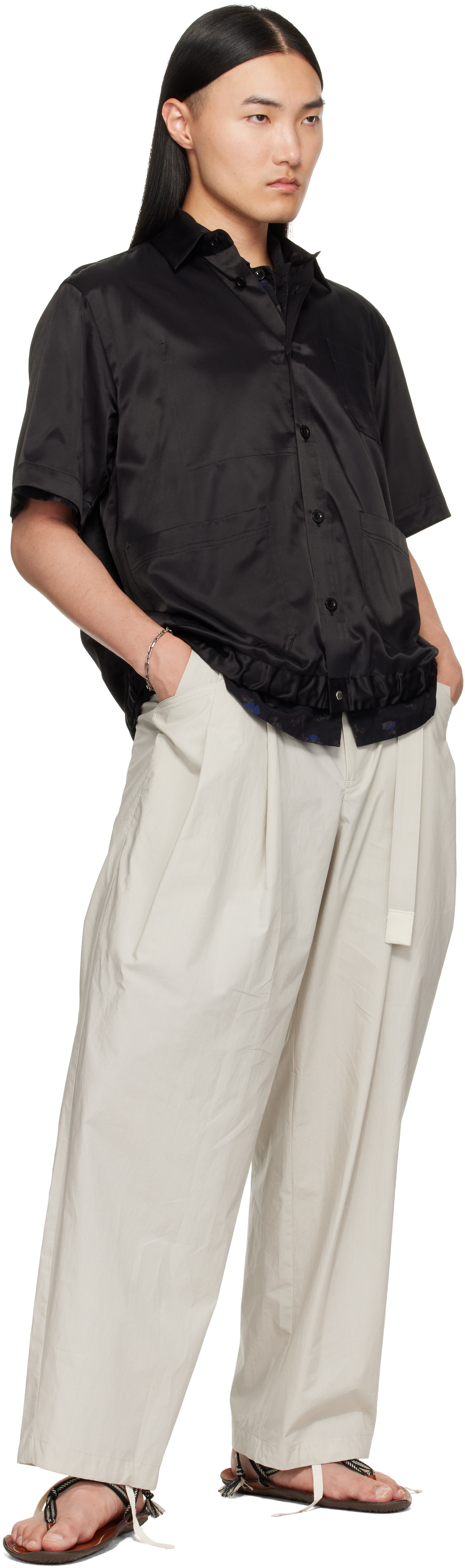 sacai: Black Rayon Cotton Twill Shirt | SSENSE Australia