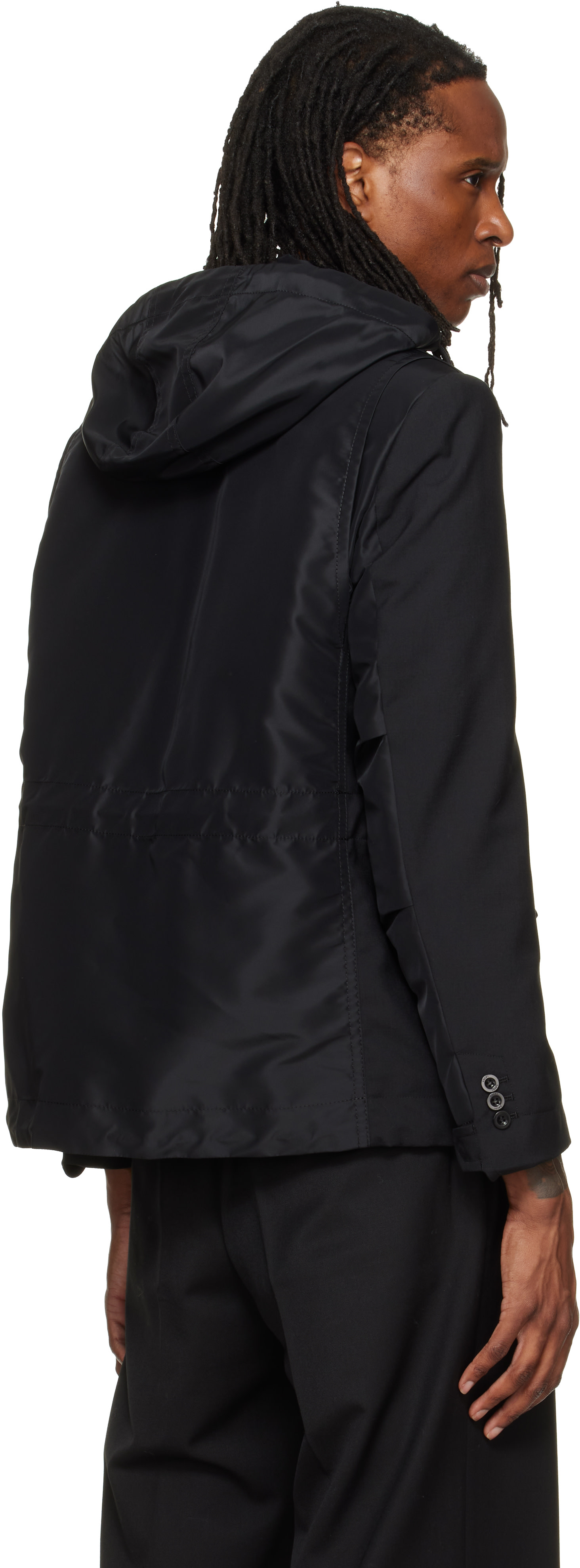 sacai: Black Suiting x Nylon Twill Blazer | SSENSE