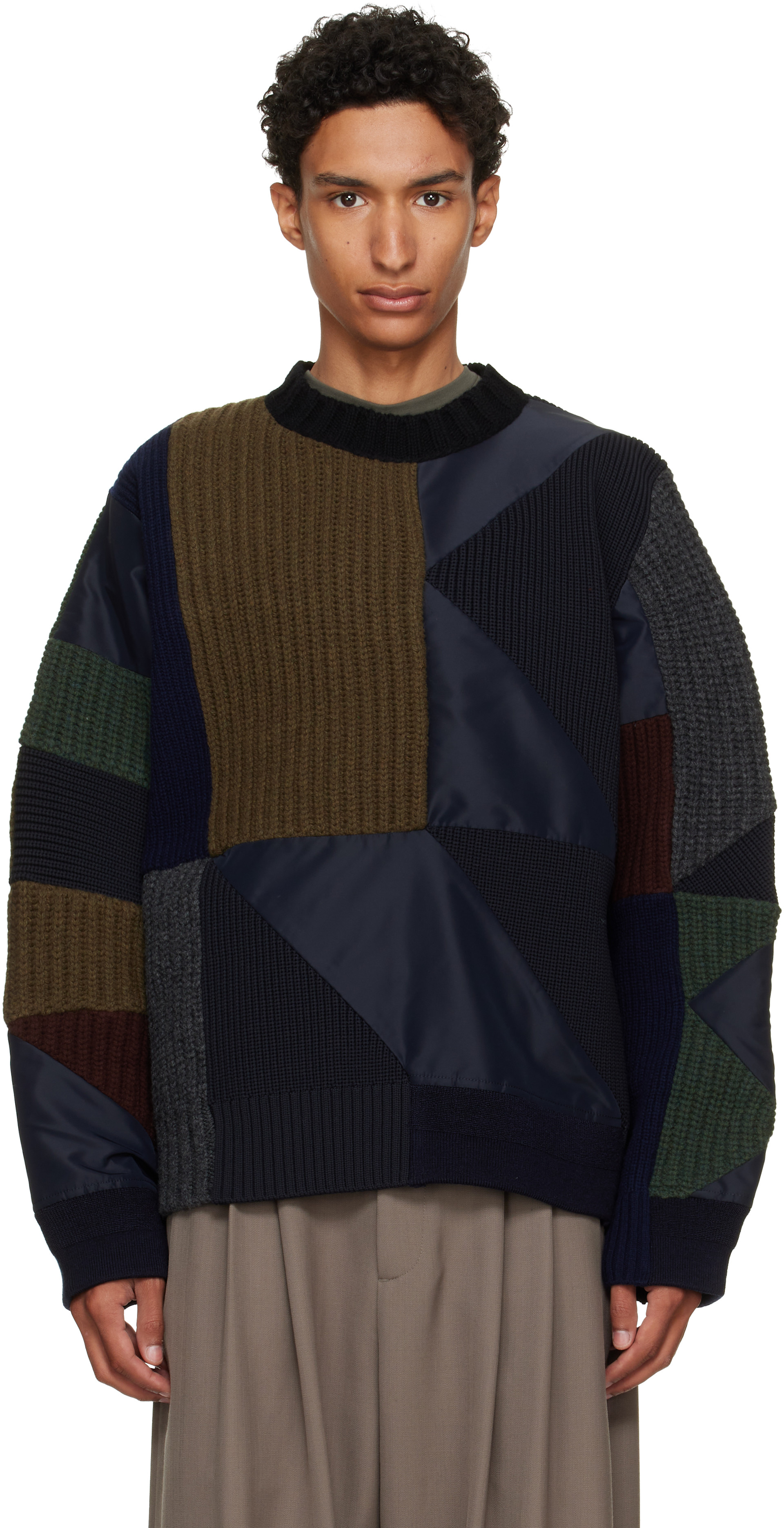sacai: Multicolor A.P.C. Edition Quilts Knit Sweater | SSENSE Canada