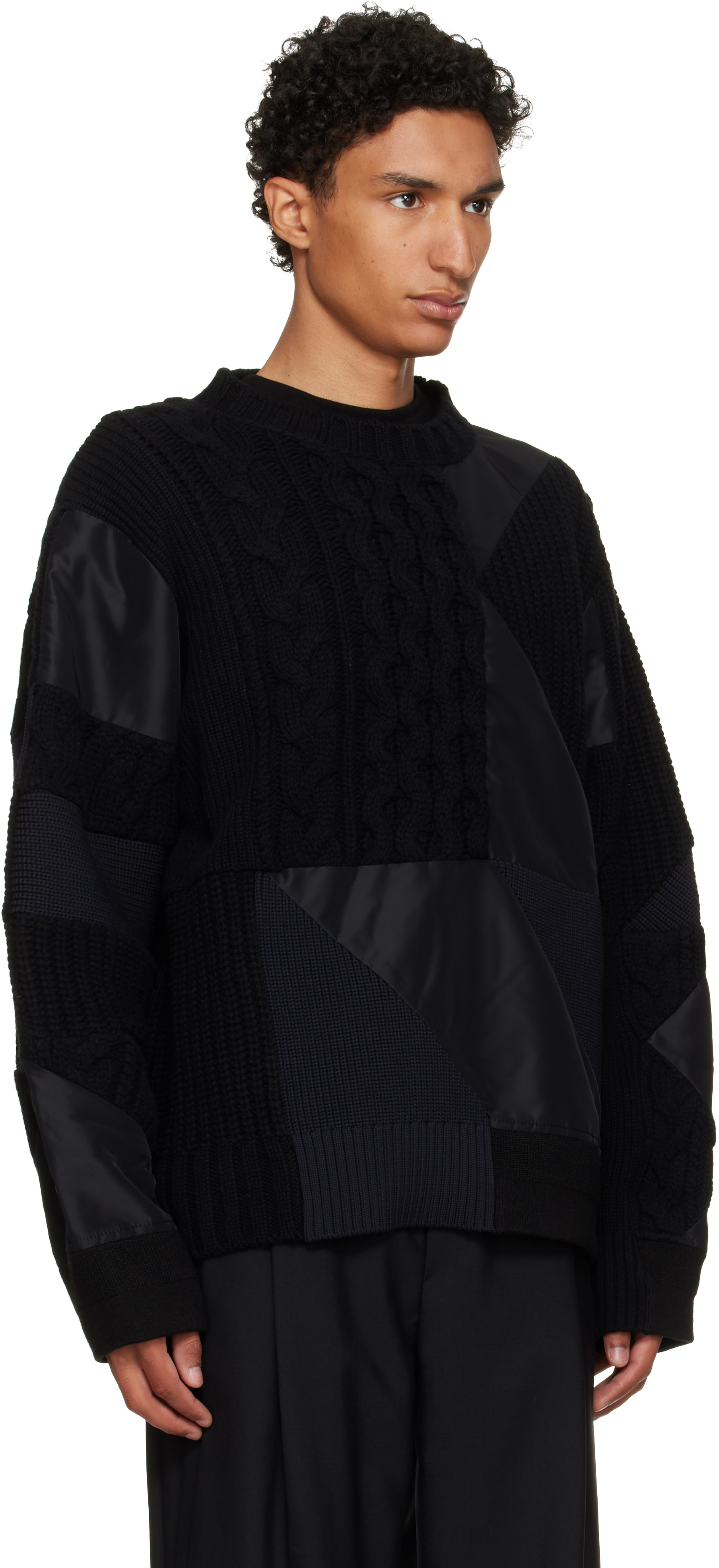 sacai: Black A.P.C. Edition Quilts Knit Sweater | SSENSE Canada