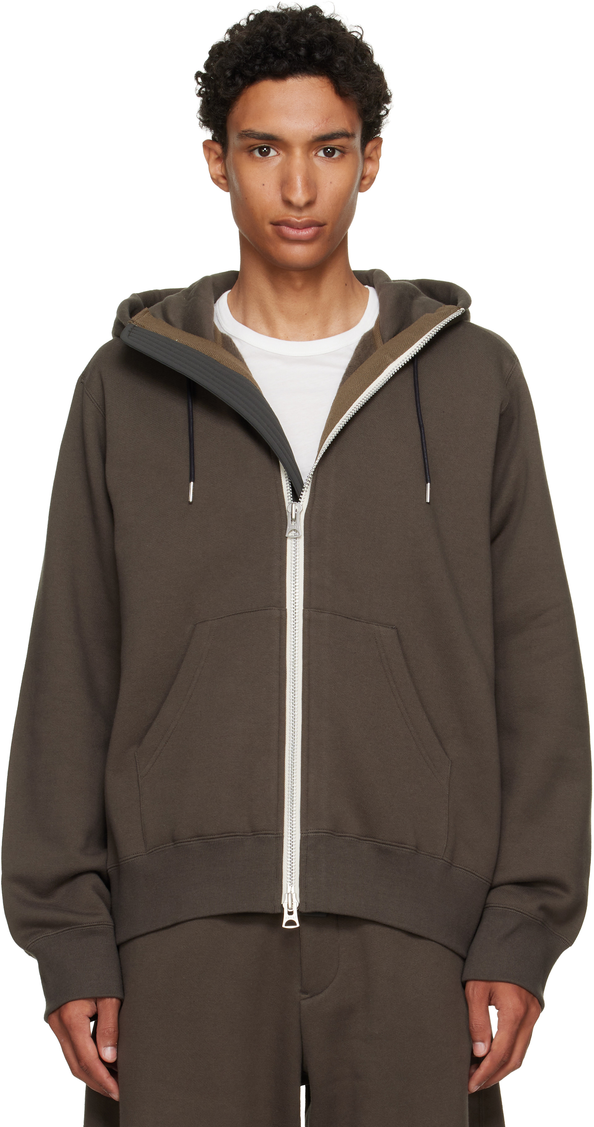 トップス Sacai s Sweat Jersey Hoodie sacai: Khaki Cotton Jersey Hoodie | SSENSE