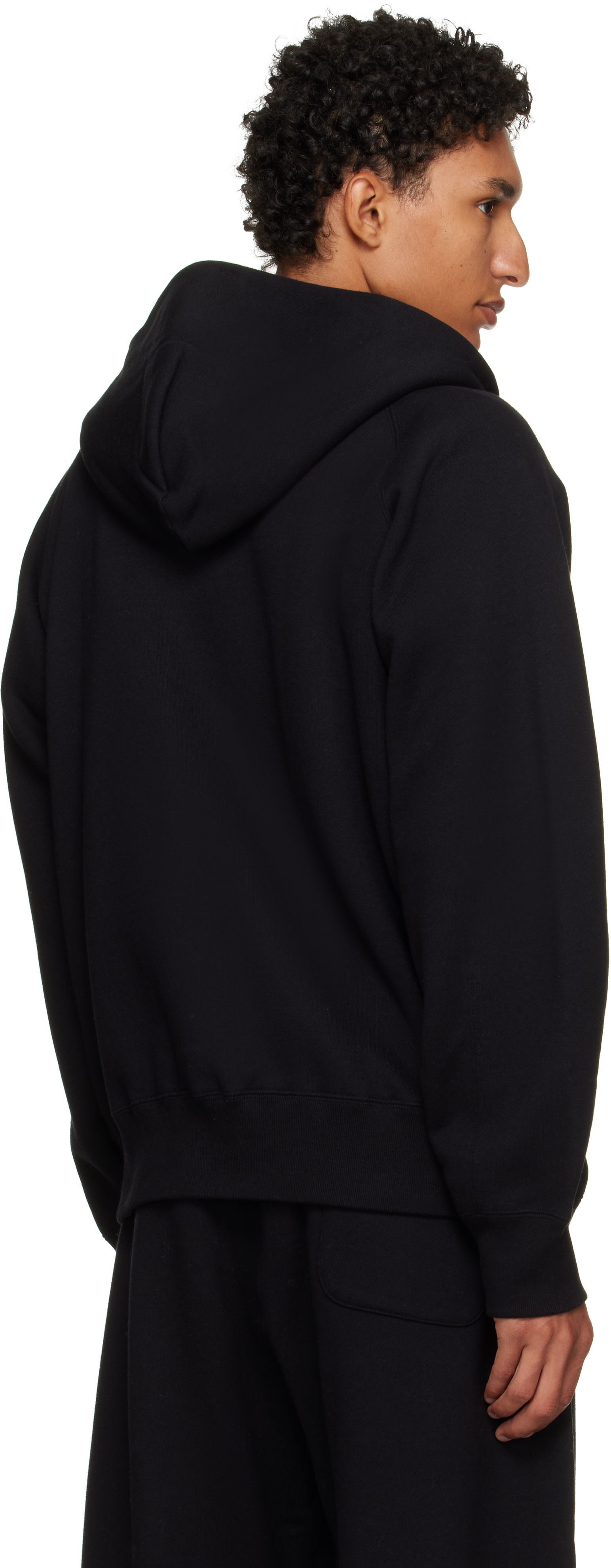 sacai - Pull à capuche noir en jersey de coton