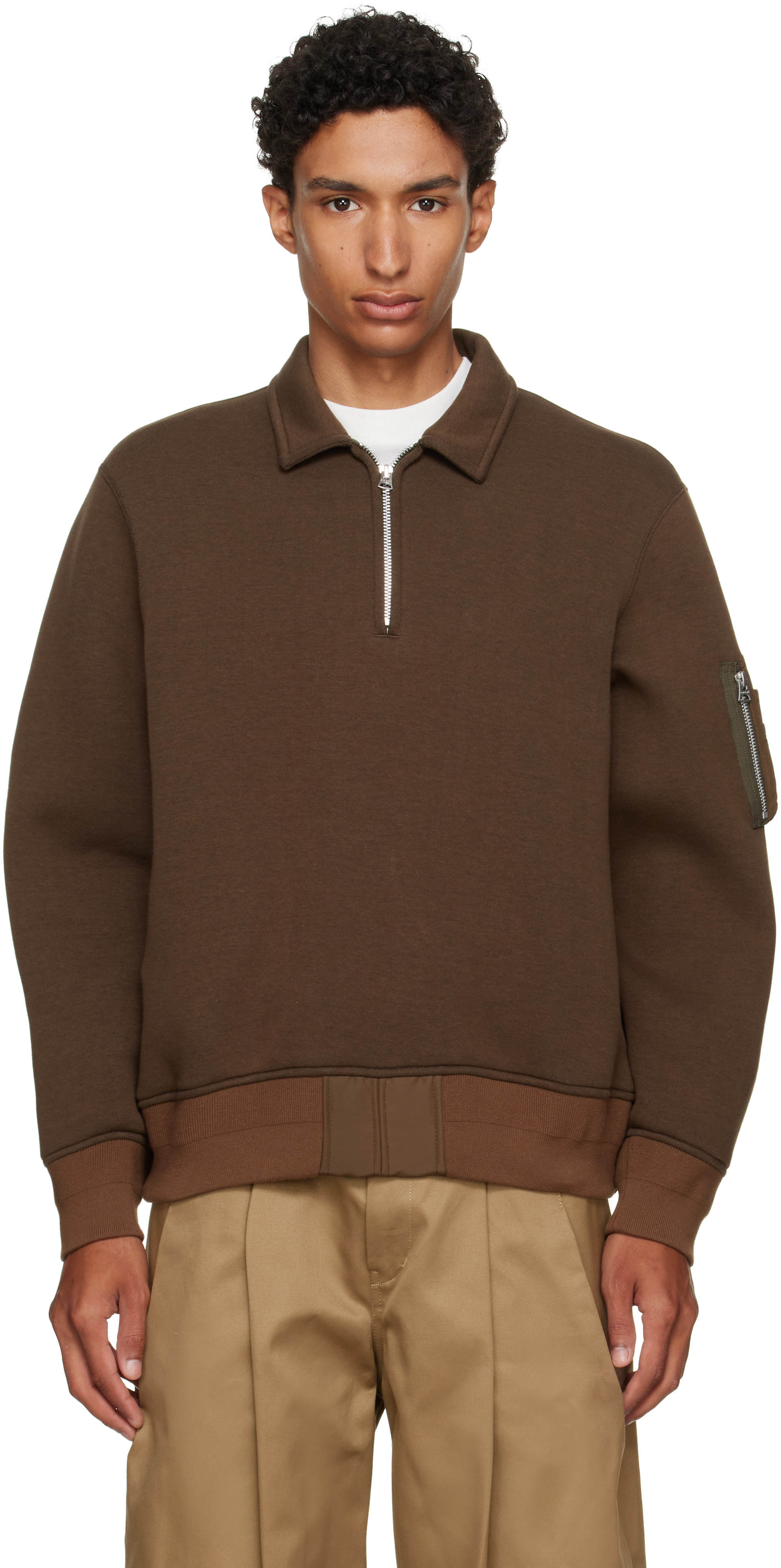 sacai - Brown Sponge Sweat Polo