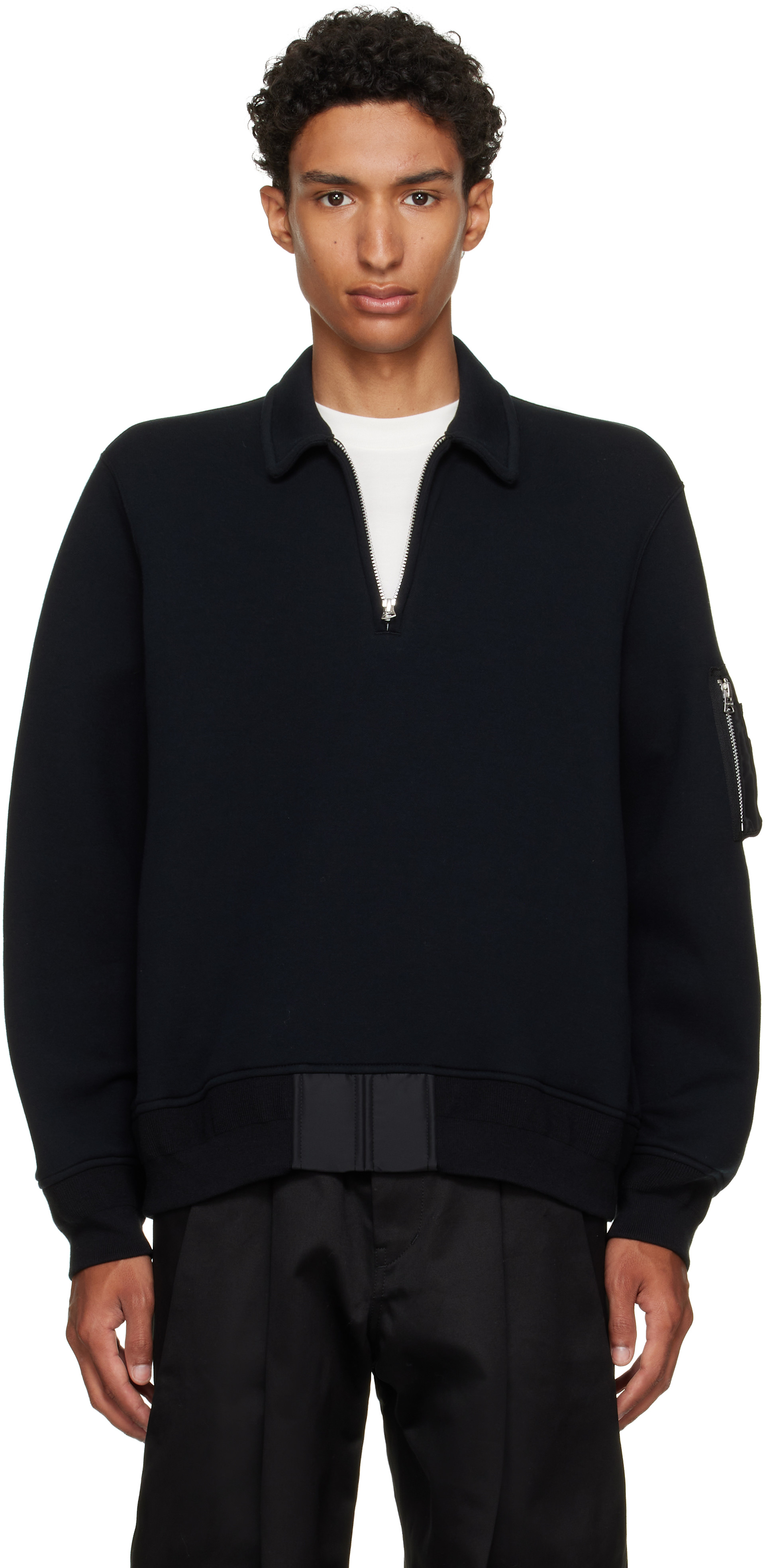 sacai - Black Sponge Sweat Polo