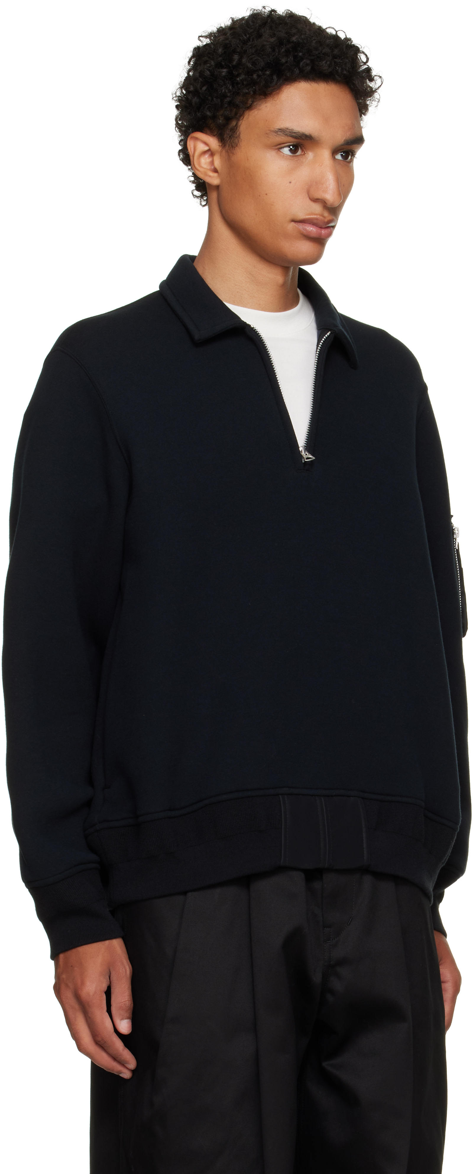 sacai - Black Sponge Sweat Polo