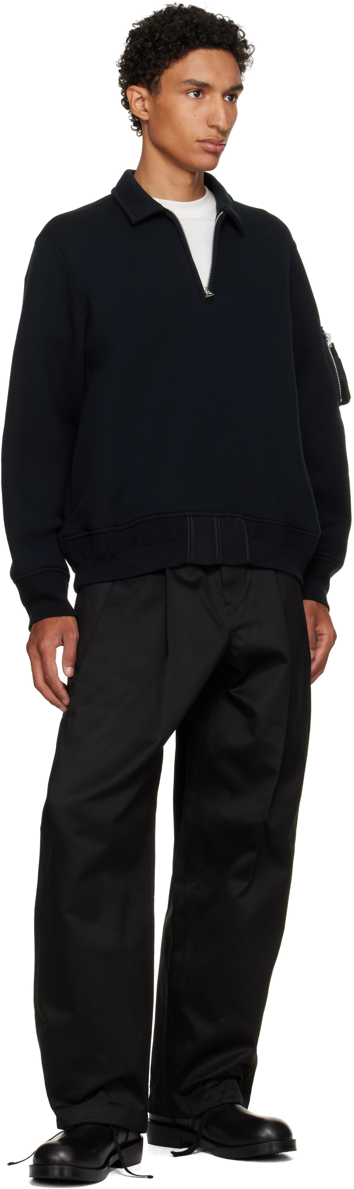 sacai - Polo molletonné noir