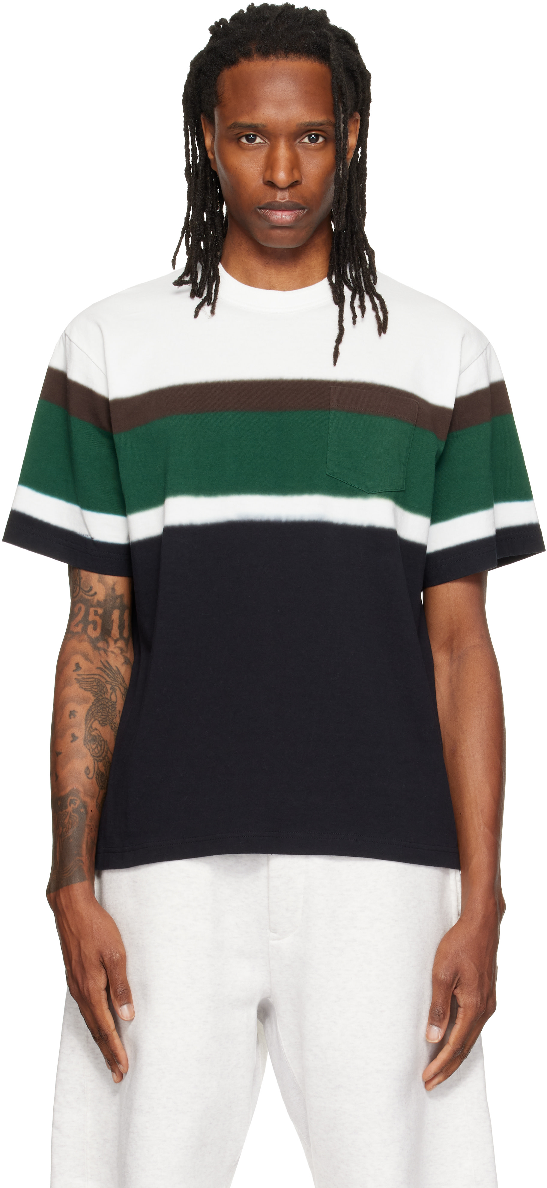 sacai: Black & White Chusen-Dyed Cotton Jersey T-shirt | SSENSE