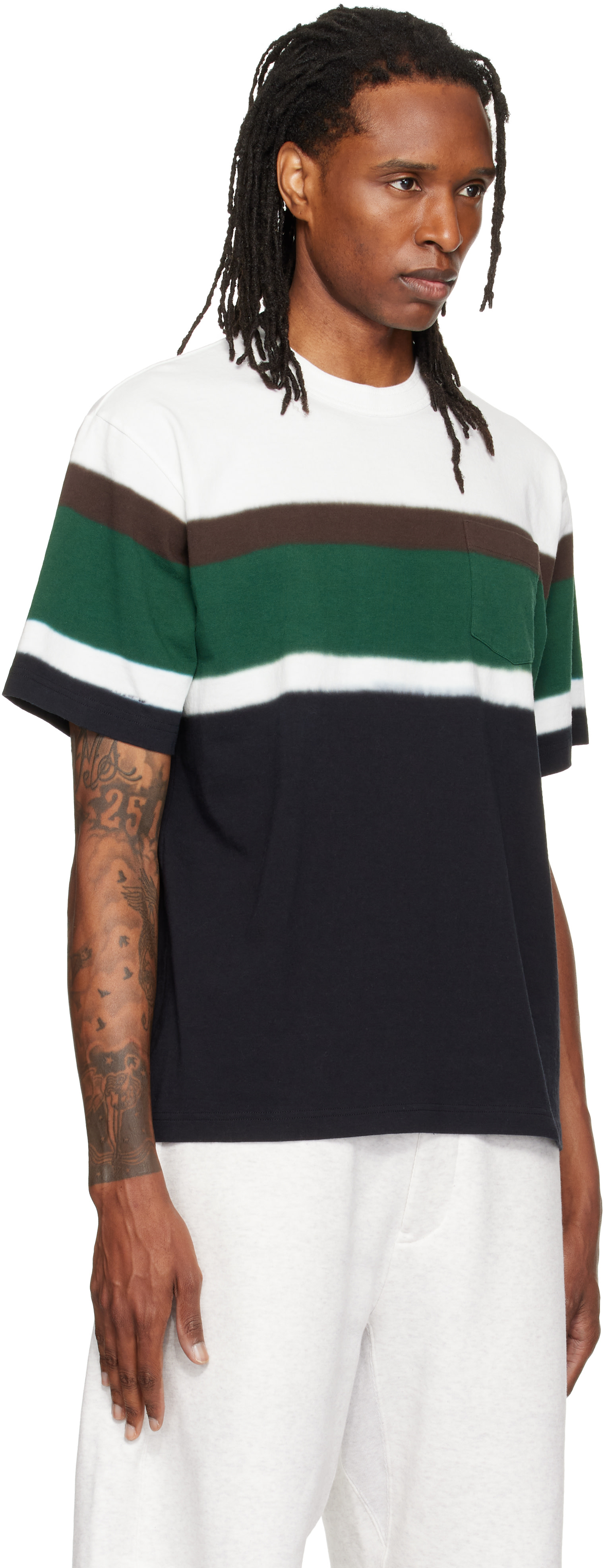 sacai: Black & White Chusen-Dyed Cotton Jersey T-shirt | SSENSE