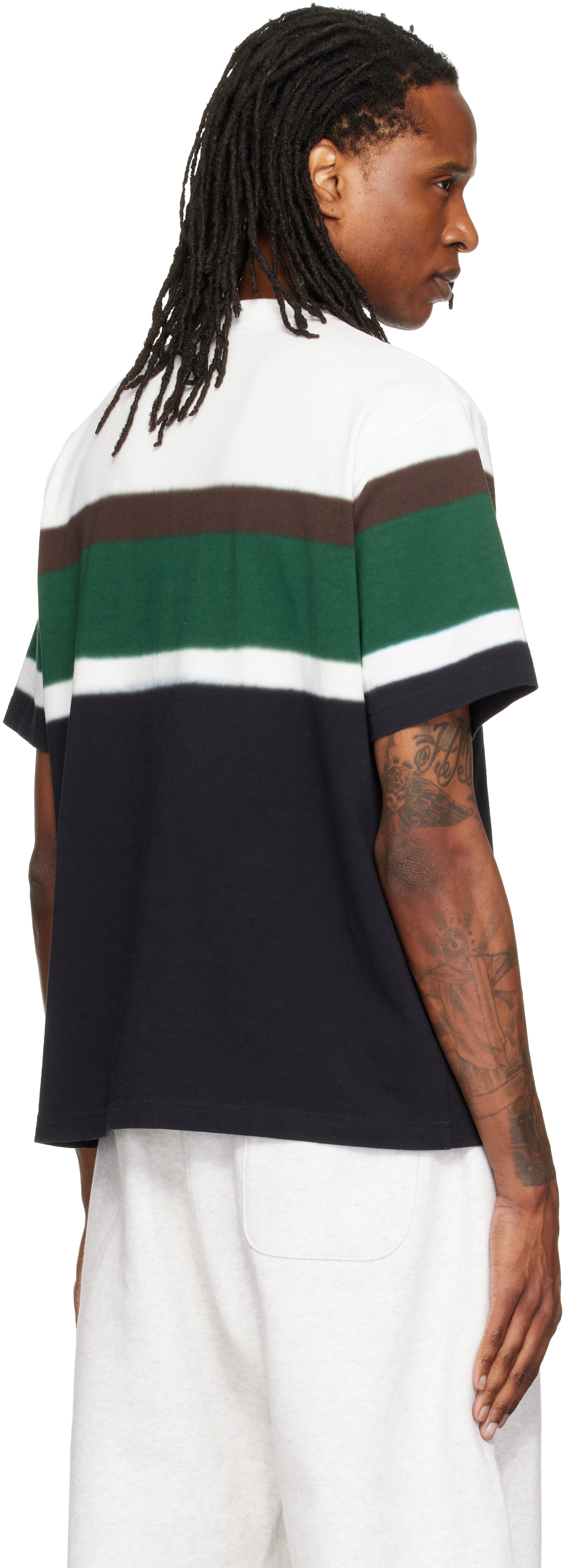 sacai: Black & White Chusen-Dyed Cotton Jersey T-shirt | SSENSE