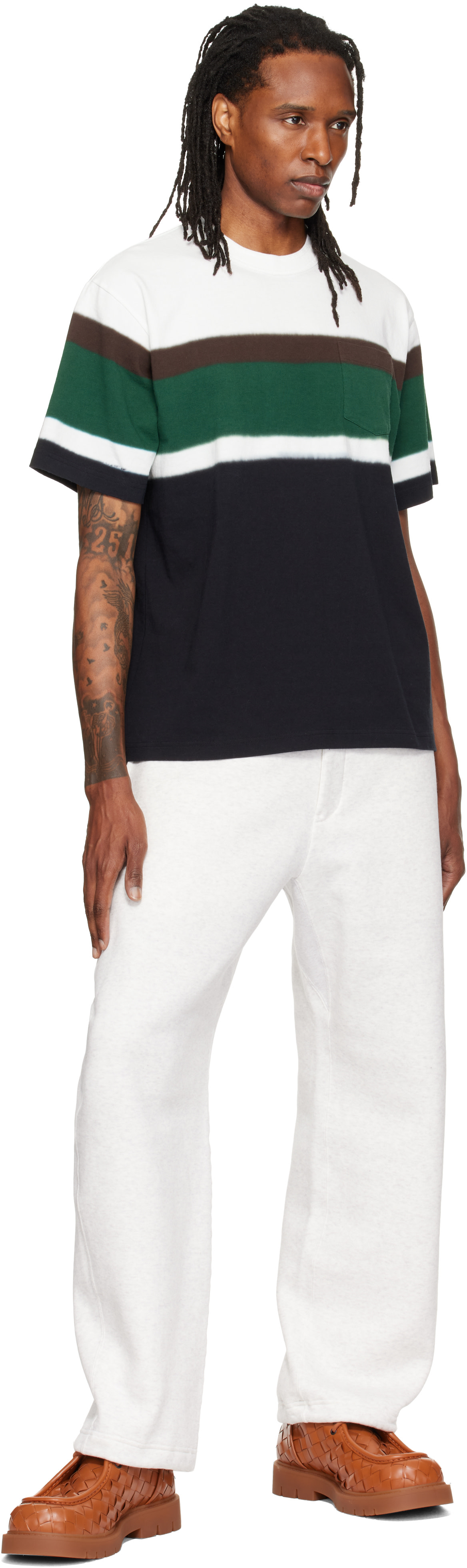 sacai: Black & White Chusen-Dyed Cotton Jersey T-shirt | SSENSE