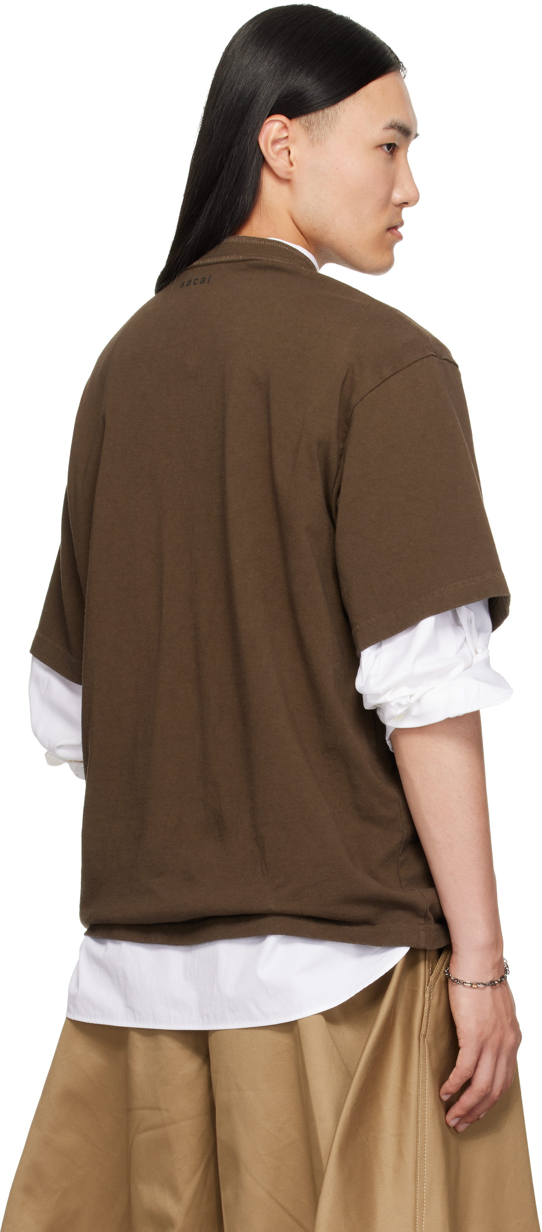 sacai: ブラウン Cotton Jersey Tシャツ | SSENSE 日本