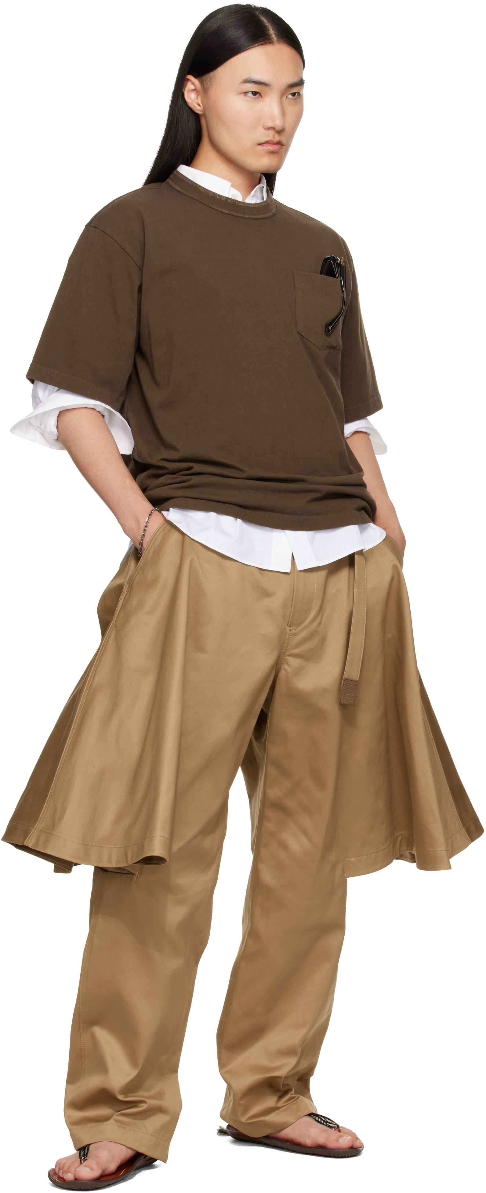 sacai: Brown Cotton Jersey T-shirt | SSENSE Canada