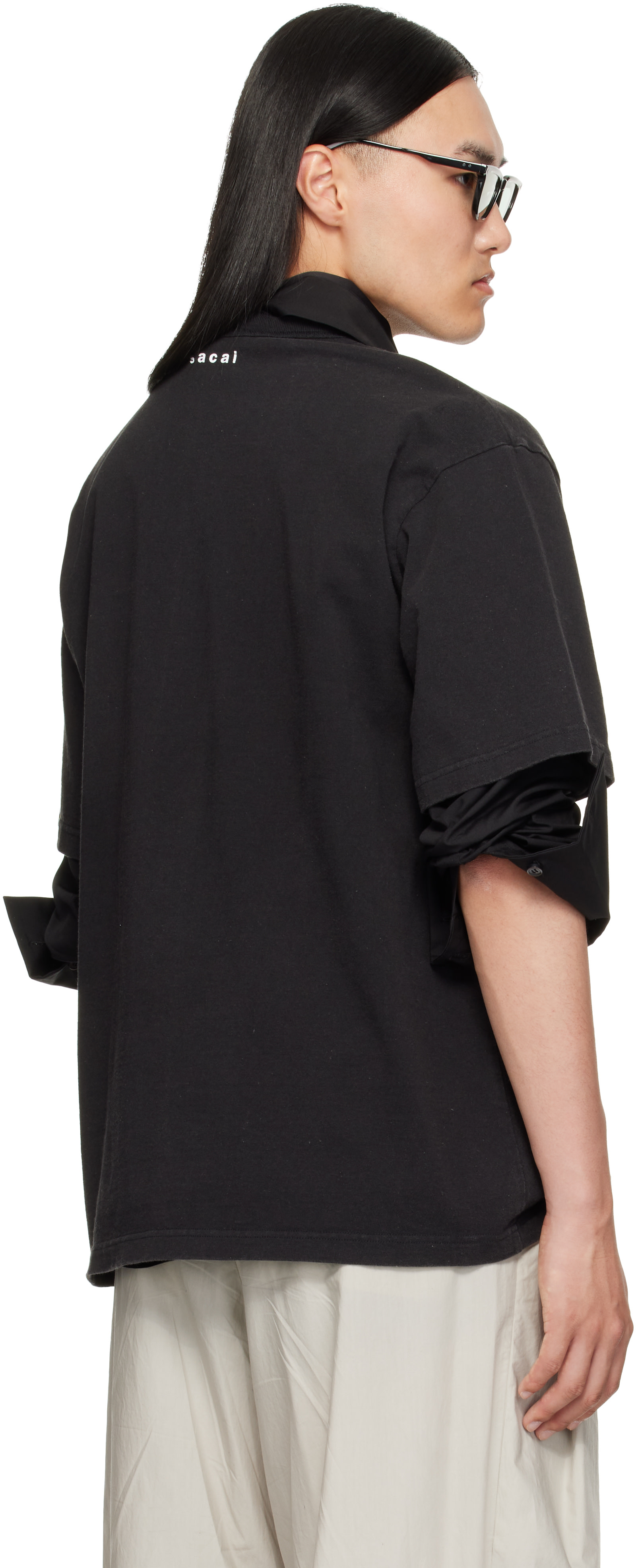 sacai: Black Cotton Jersey T-shirt | SSENSE Canada