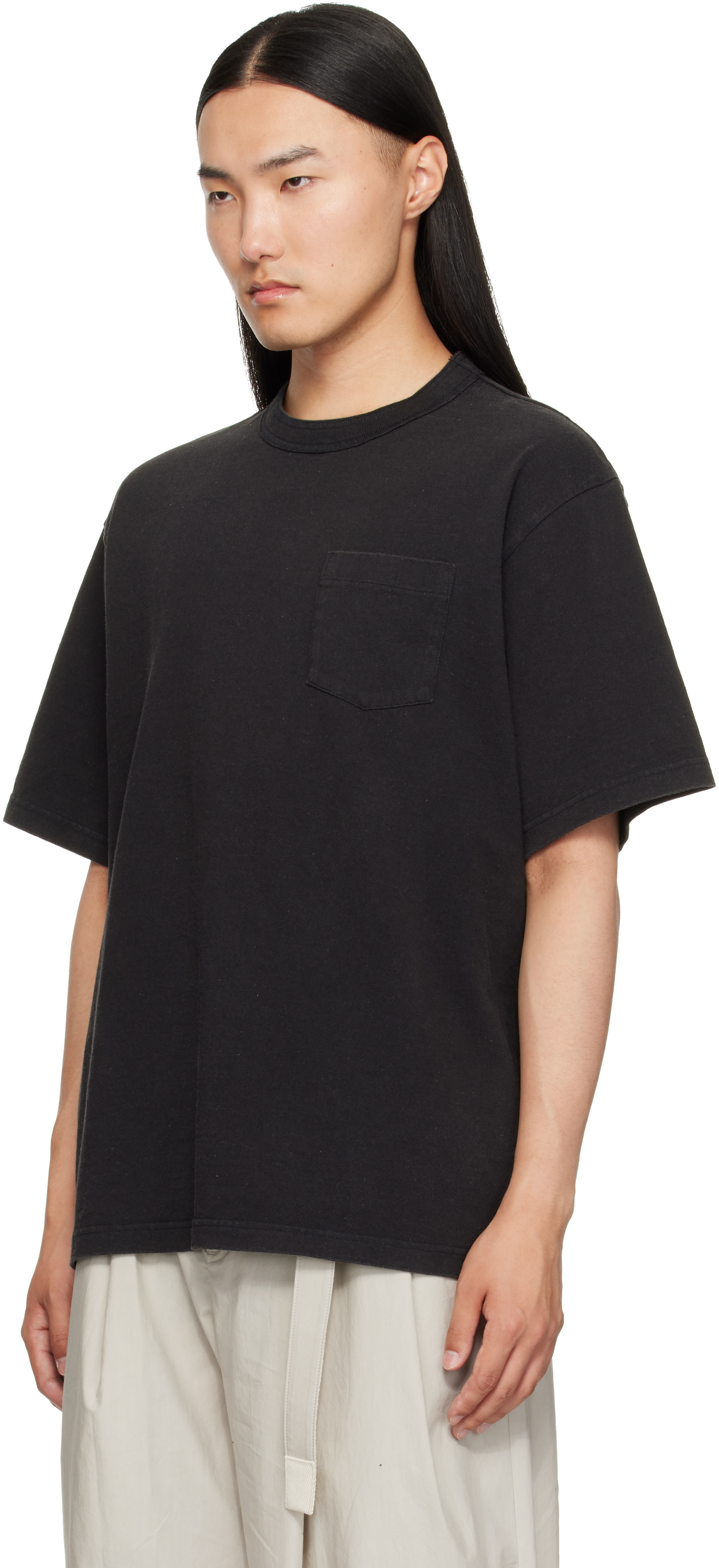 sacai: Black Cotton Jersey T-shirt | SSENSE Canada