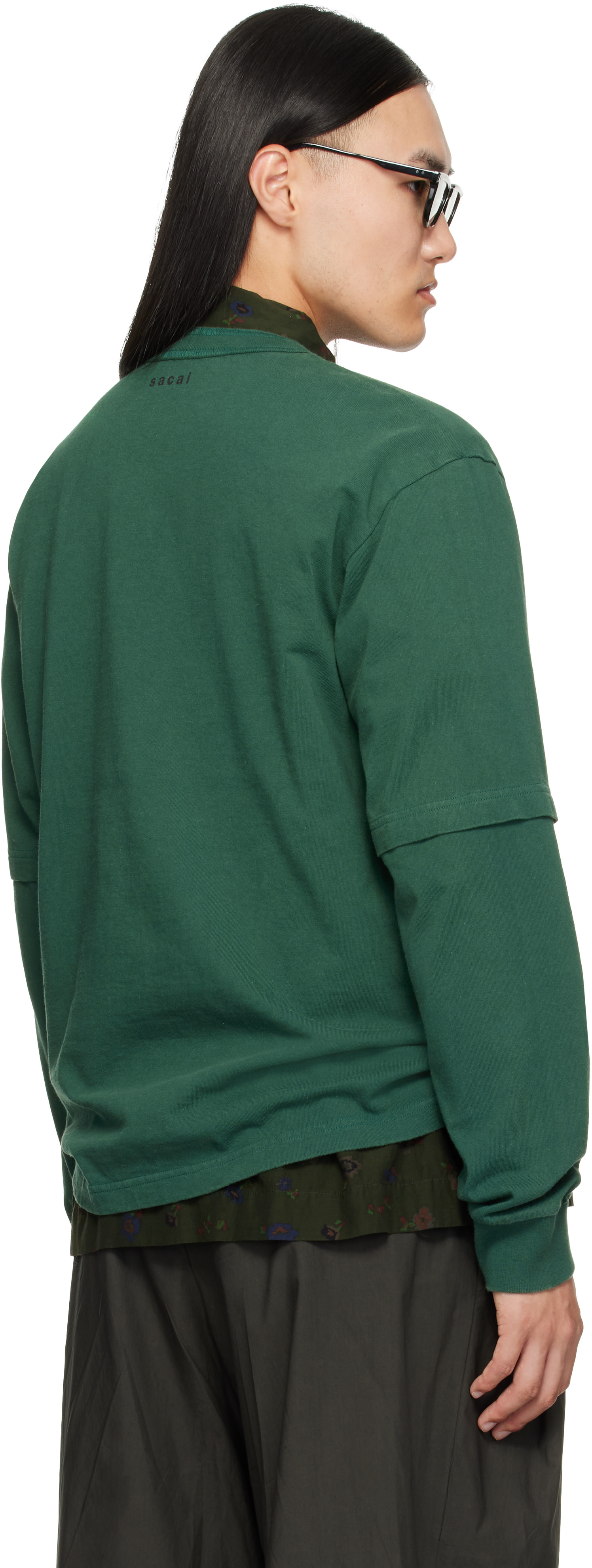 【極美品】sacai Cotton Jersey L/S T-Shirt sacai: Green Cotton Jersey L/S T-shirt | SSENSE