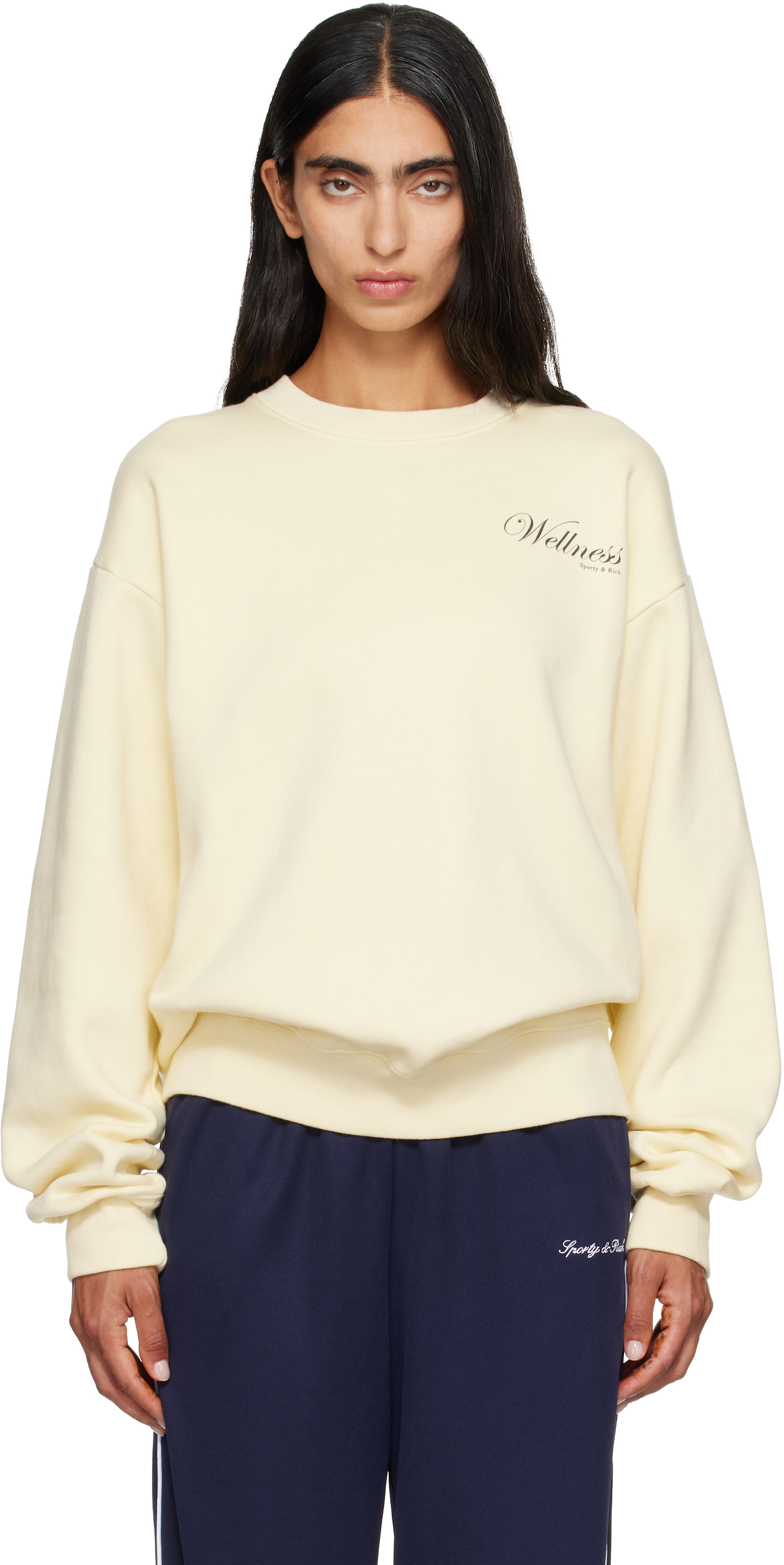 Sporty & Rich: オフホワイト Avenue クルーネック スウェットシャツ 