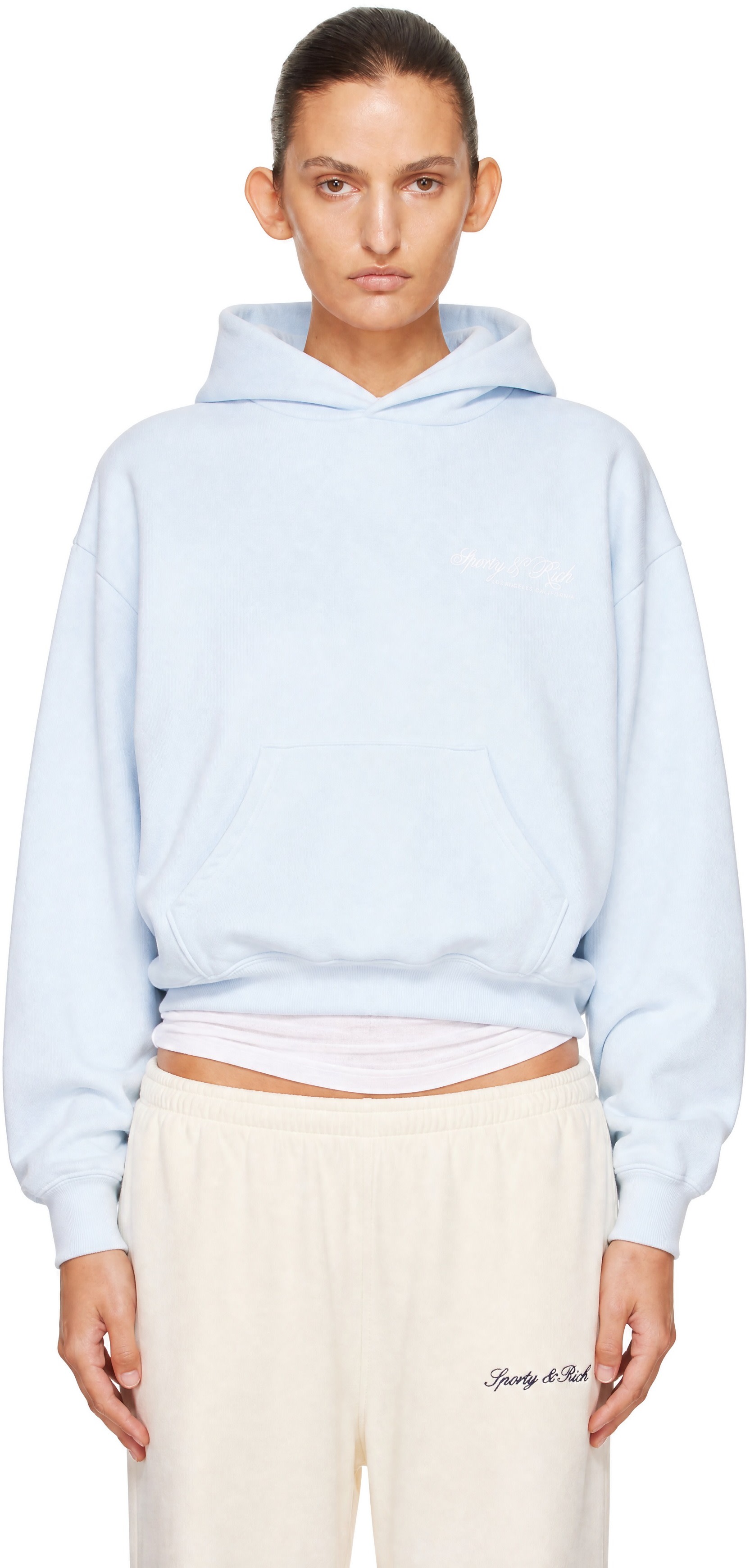 Sporty & Rich - Pull à capuche International bleu