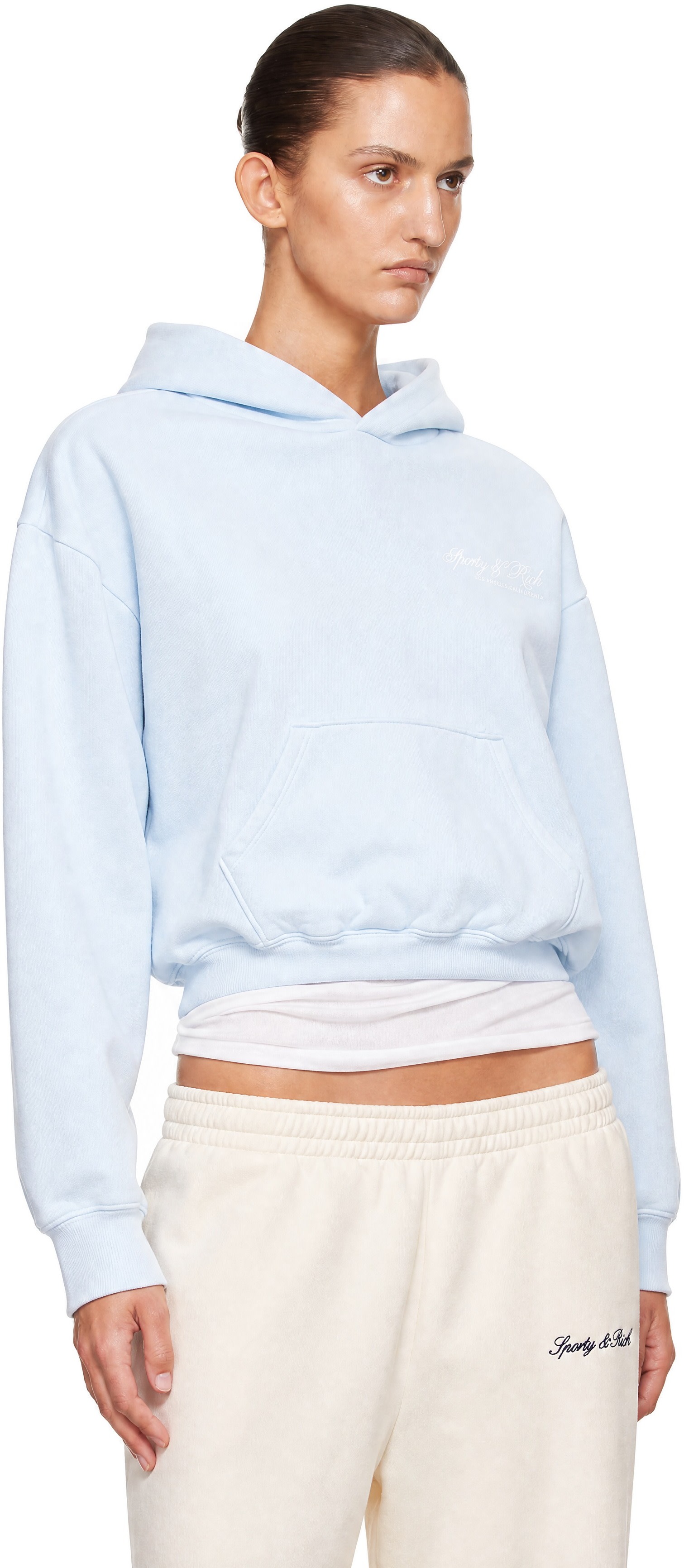 Sporty & Rich - Pull à capuche International bleu
