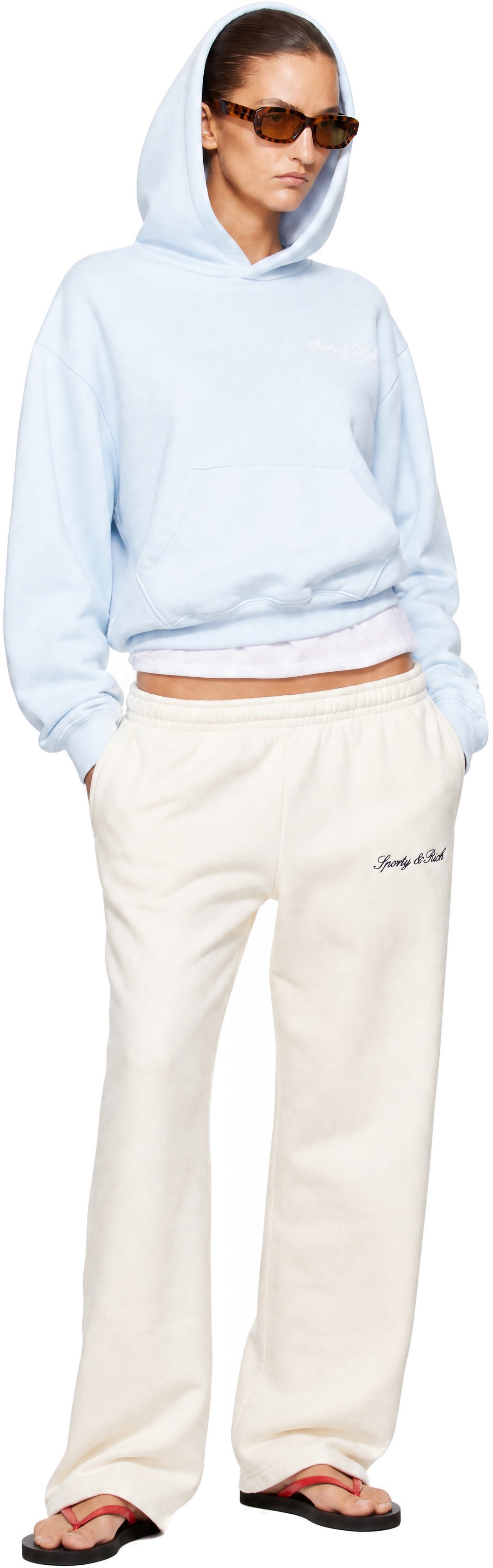 Sporty & Rich - Pull à capuche International bleu