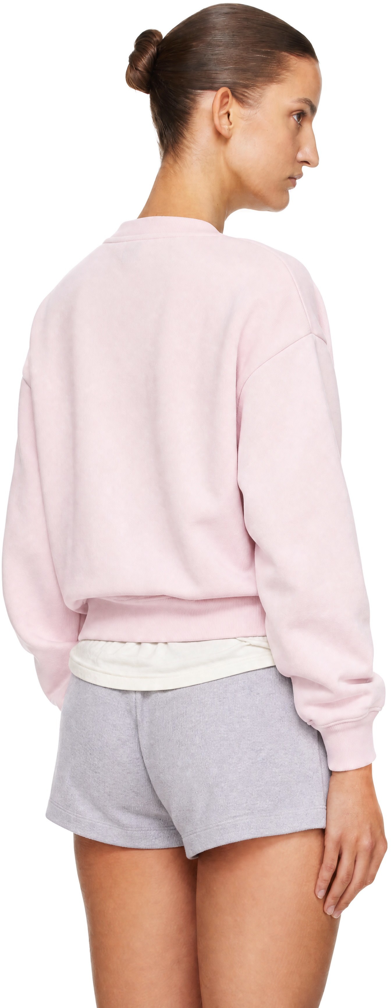 Sporty & Rich - Pull molletonné 'J'adore' rose à col ras du cou