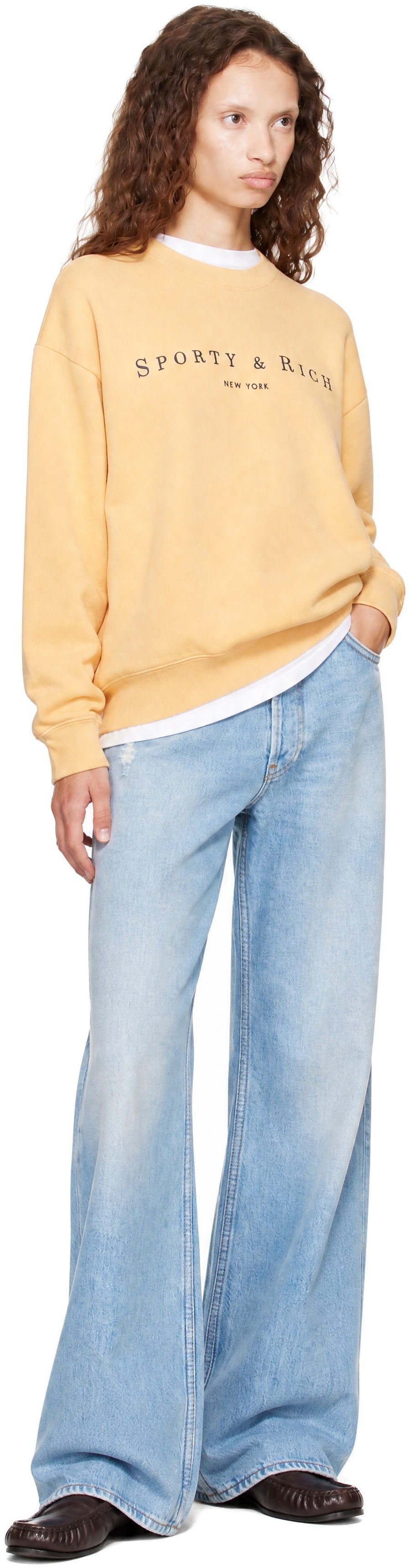Sporty & Rich: Orange Title Embroidered Crewneck Sweatshirt | SSENSE