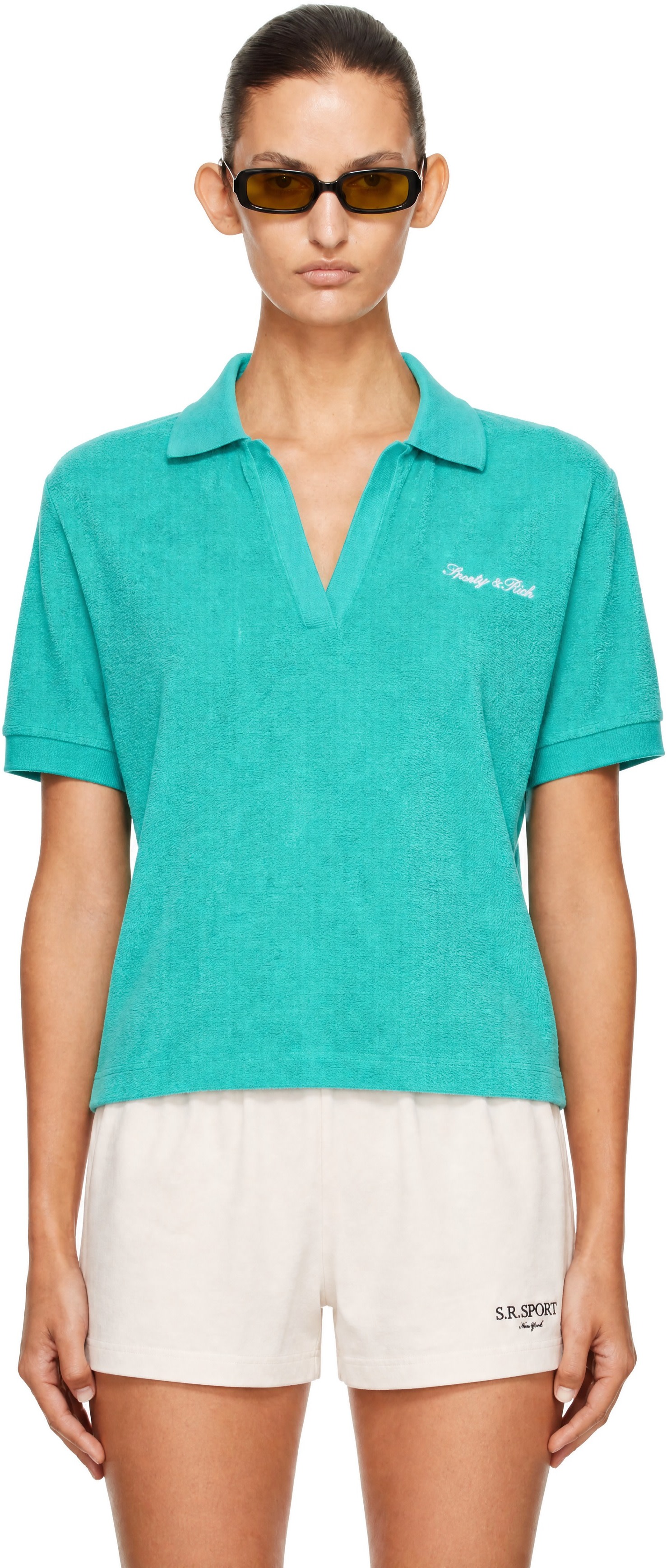 Sporty & Rich: Green Signature Logo Terry Polo | SSENSE