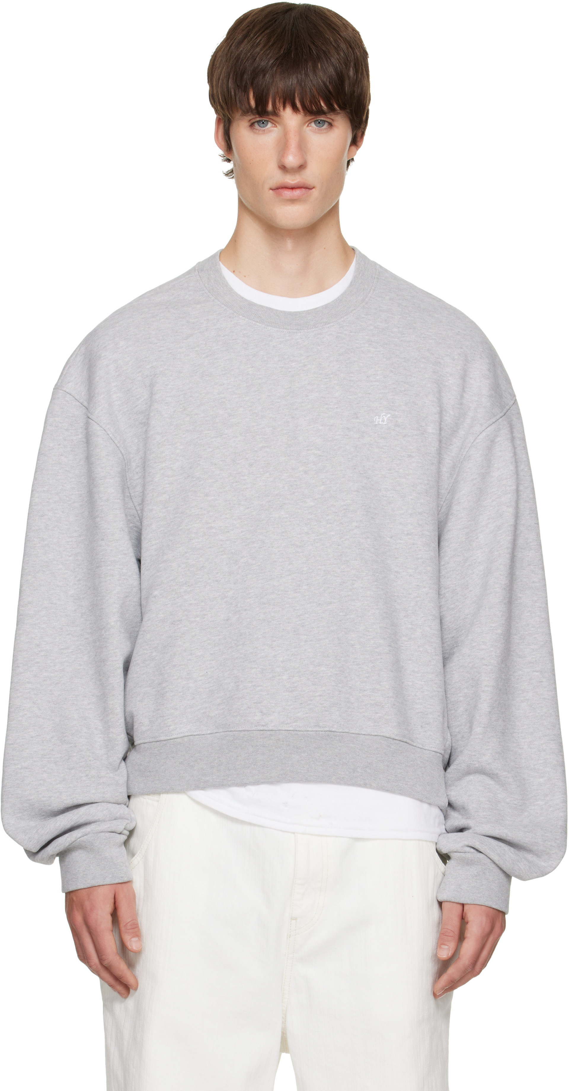 HYACYN - Pull molletonné gris à logo brodé