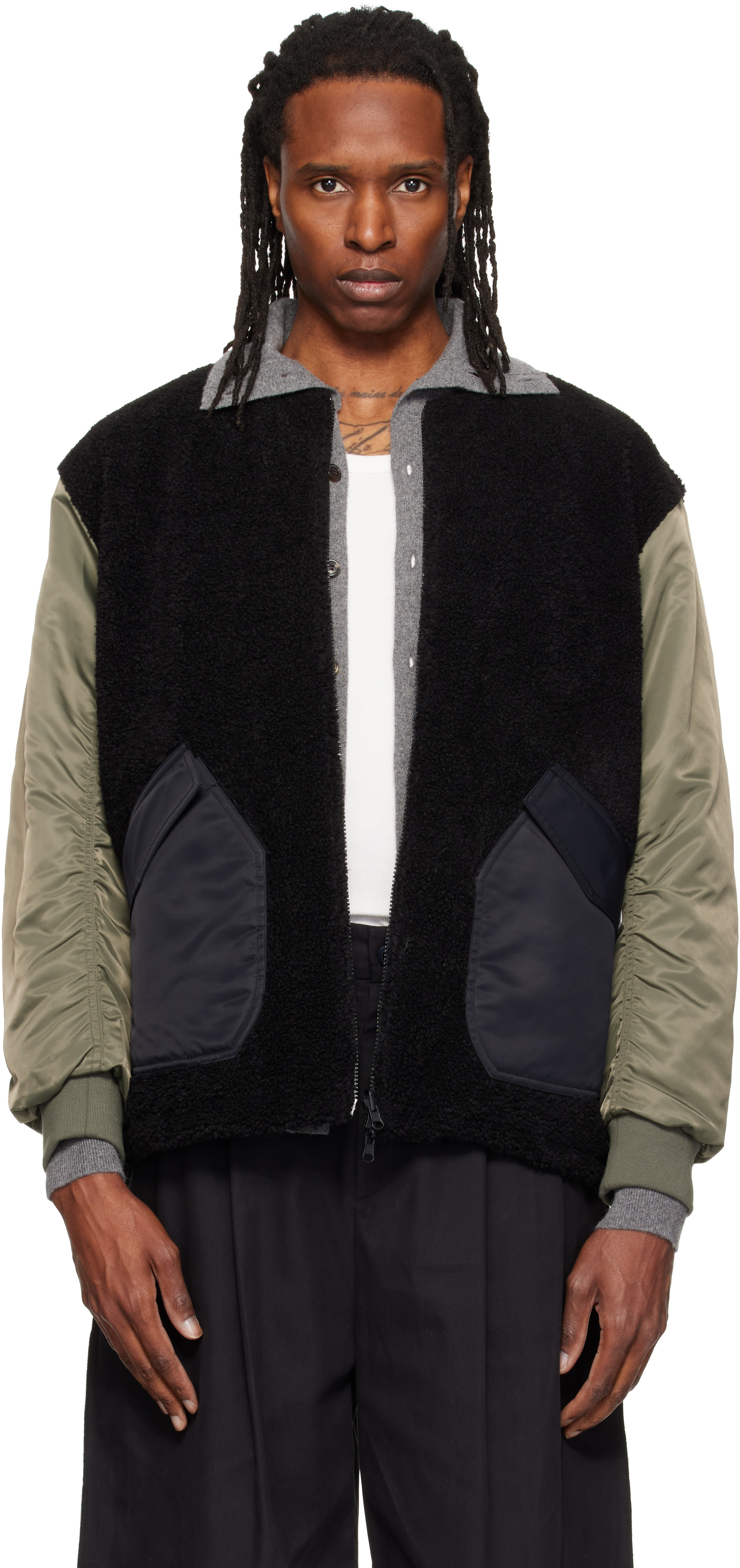 RE;CODE - Blouson aviateur réversible Jumper kaki et noir