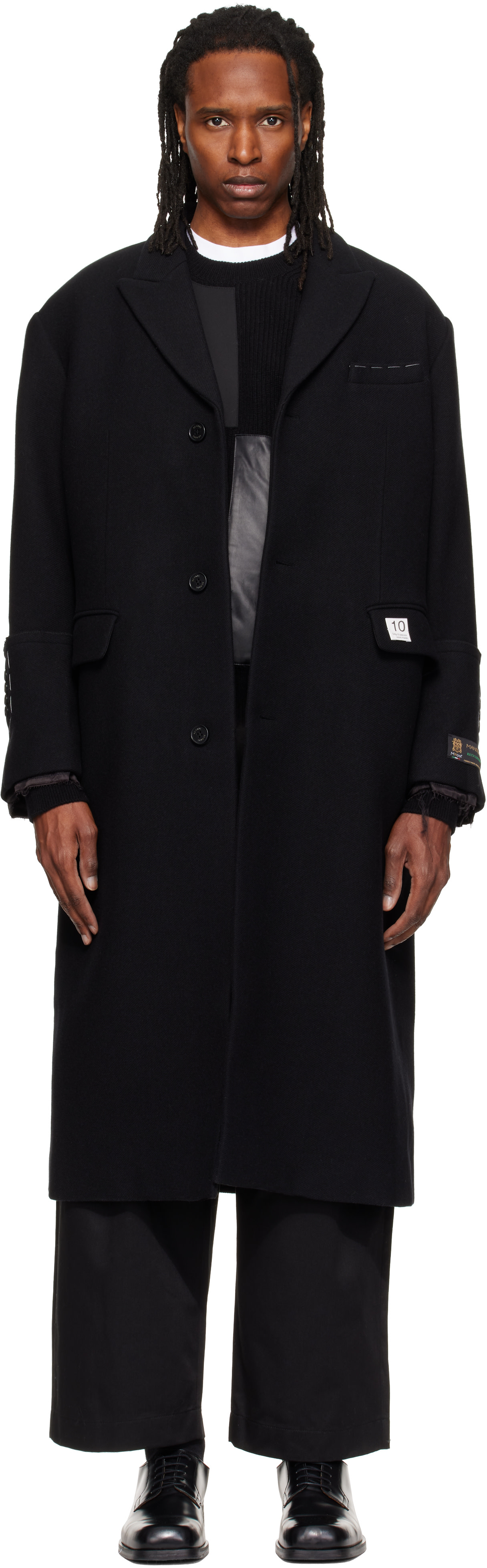 RE;CODE - Long manteau noir à simple boutonnage