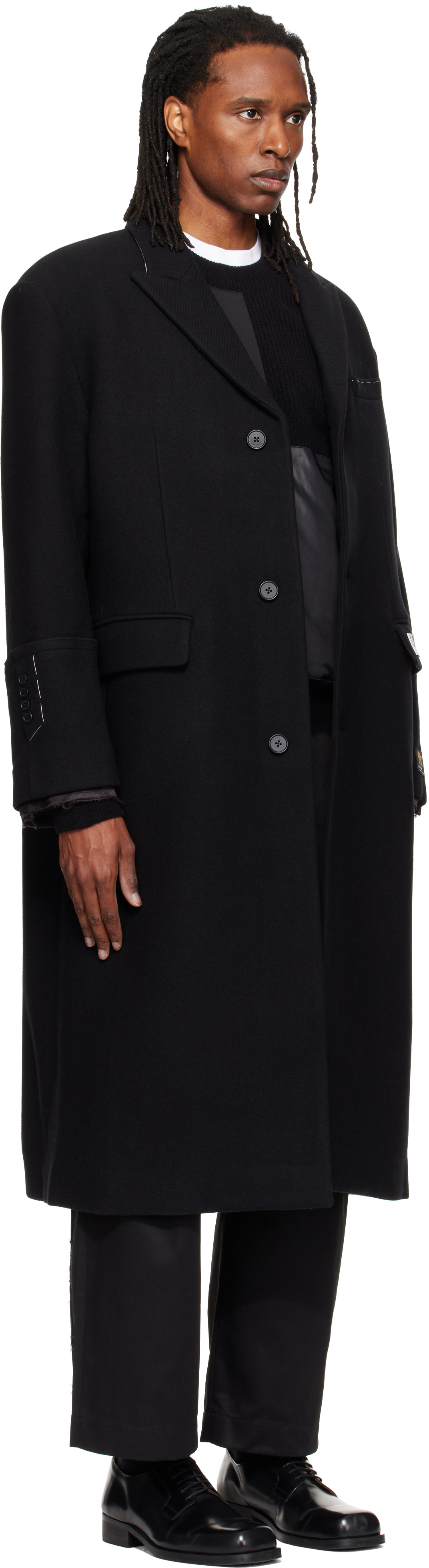 RE;CODE - Long manteau noir à simple boutonnage