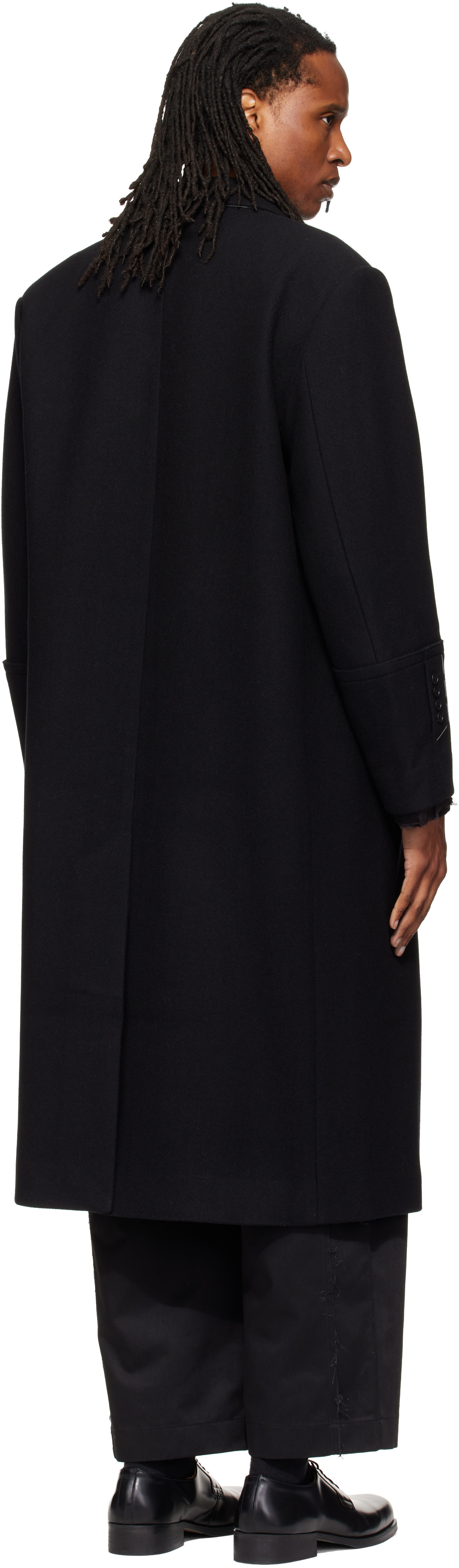 RE;CODE - Black Single-Breasted Long Coat