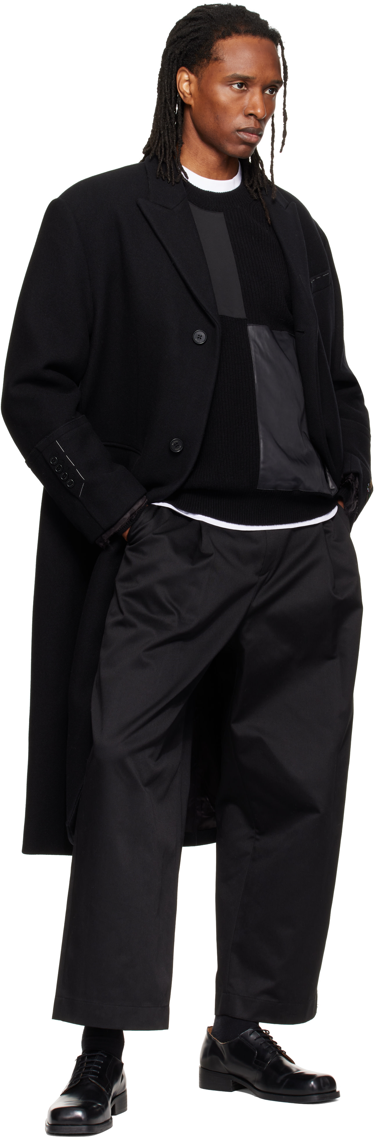 RE;CODE - Long manteau noir à simple boutonnage