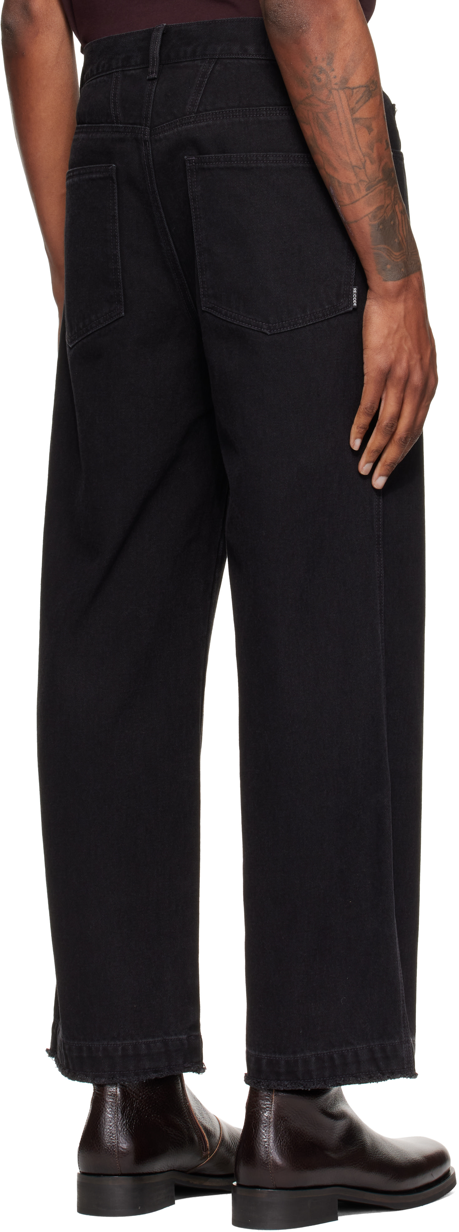 RE;CODE - Black Raw-Edged Denim Jeans