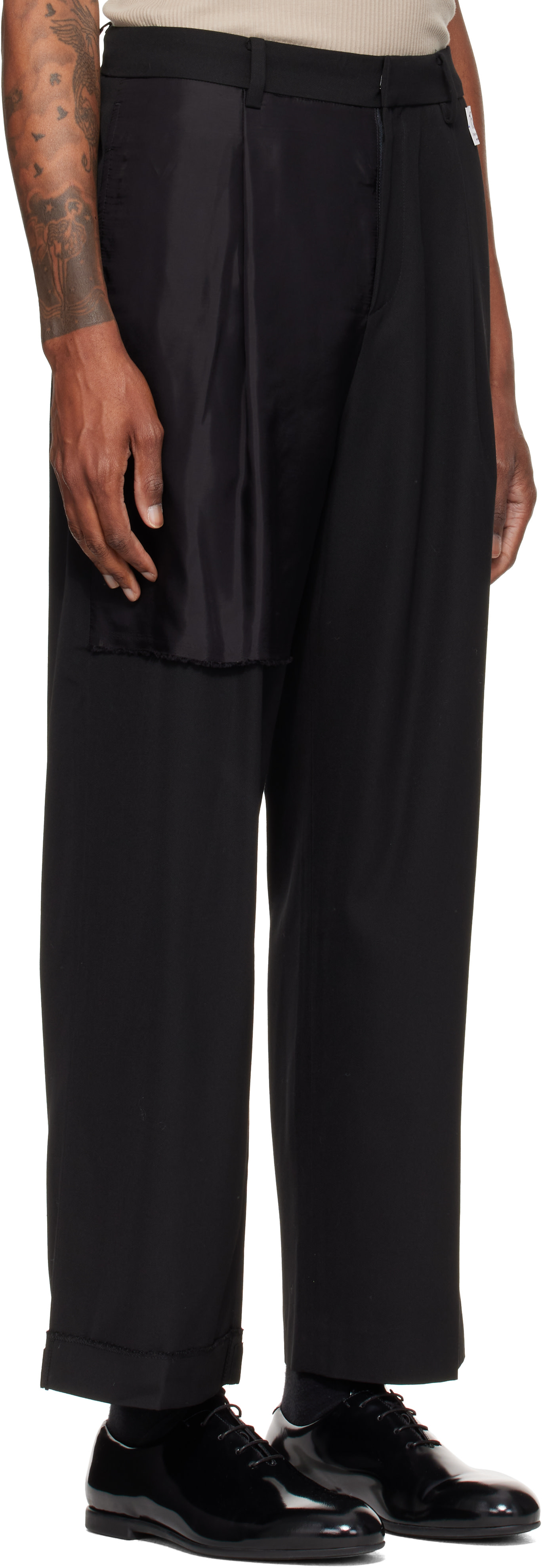 RE;CODE - Black Inside-Out Straight Trousers