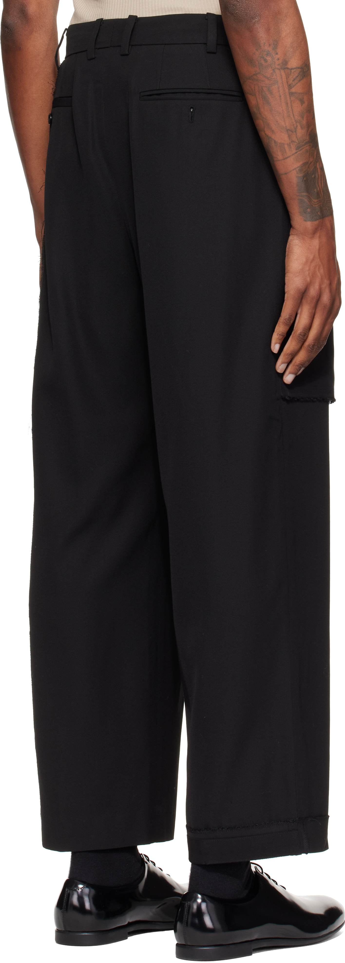 RE;CODE - Black Inside-Out Straight Trousers