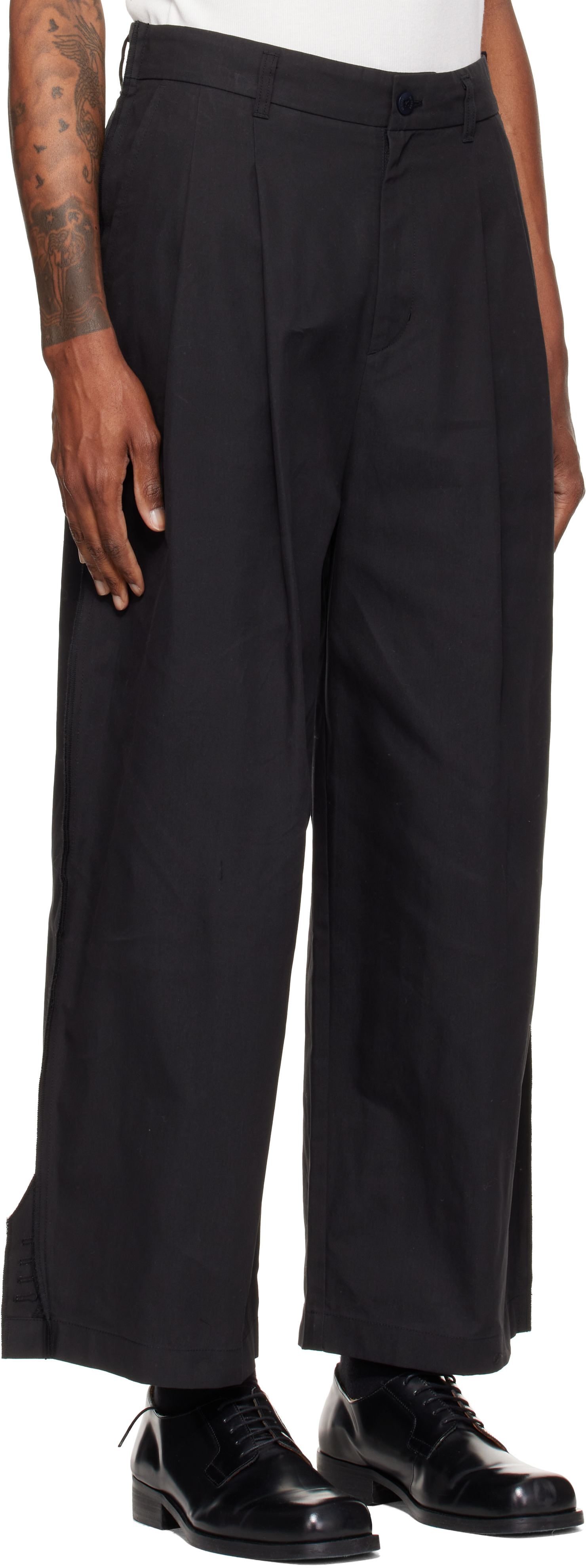 RE;CODE - Black Sleeve-Patched Chino Trousers