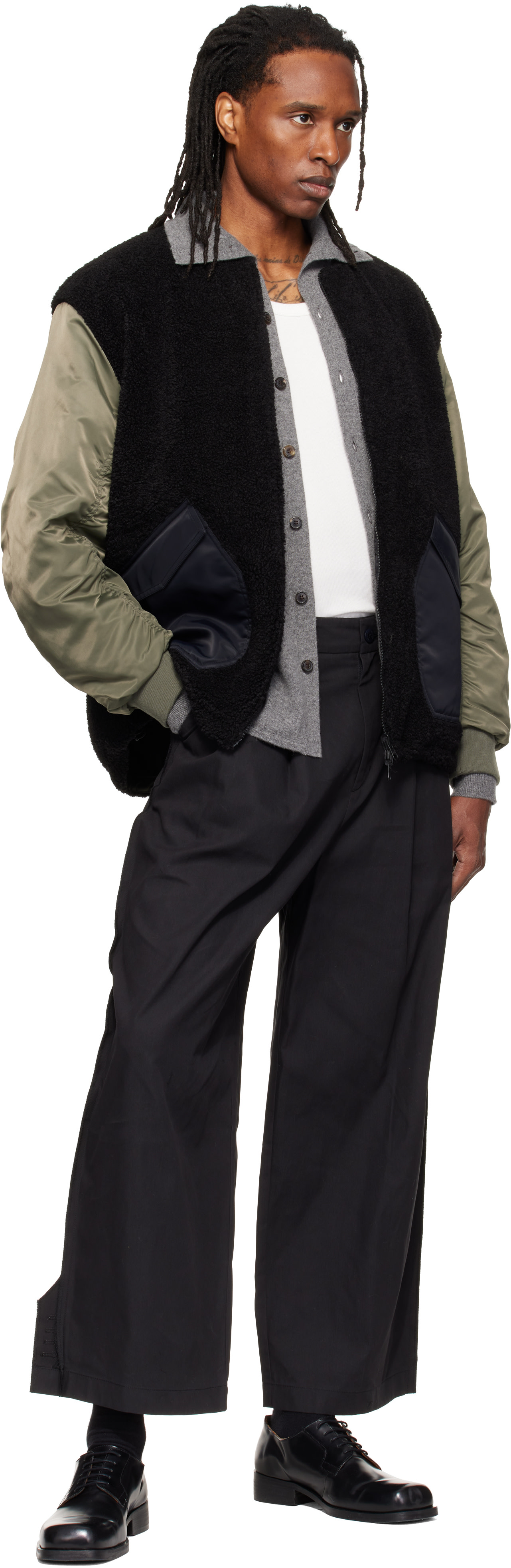 RE;CODE - Black Sleeve-Patched Chino Trousers