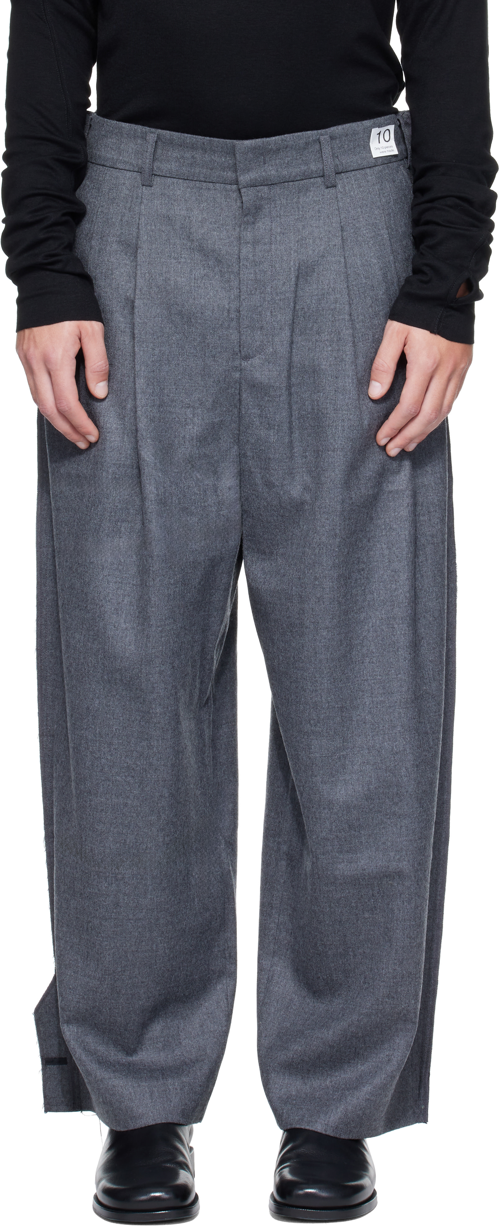 RE;CODE - Gray Jacket-Sleeve Patched Trousers