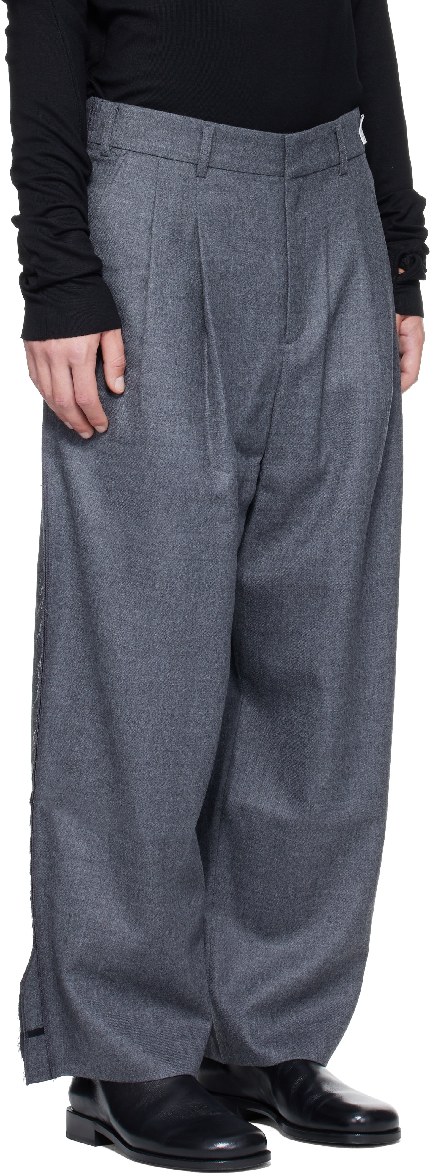 RE;CODE - Gray Jacket-Sleeve Patched Trousers