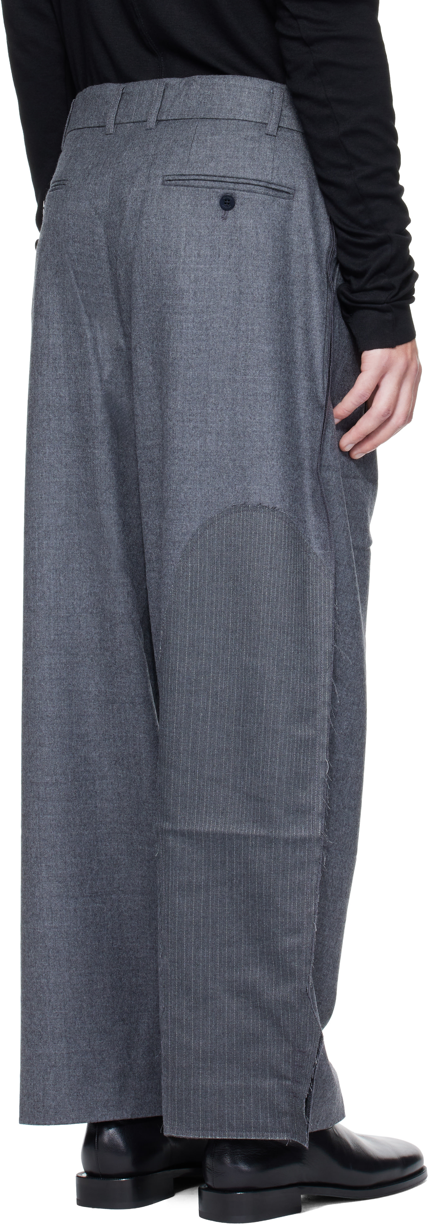 RE;CODE - Pantalon gris à panneaux