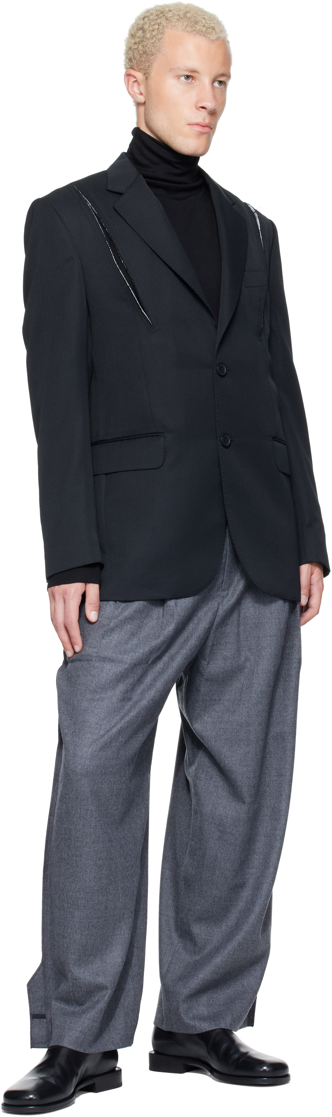 RE;CODE - Pantalon gris à panneaux