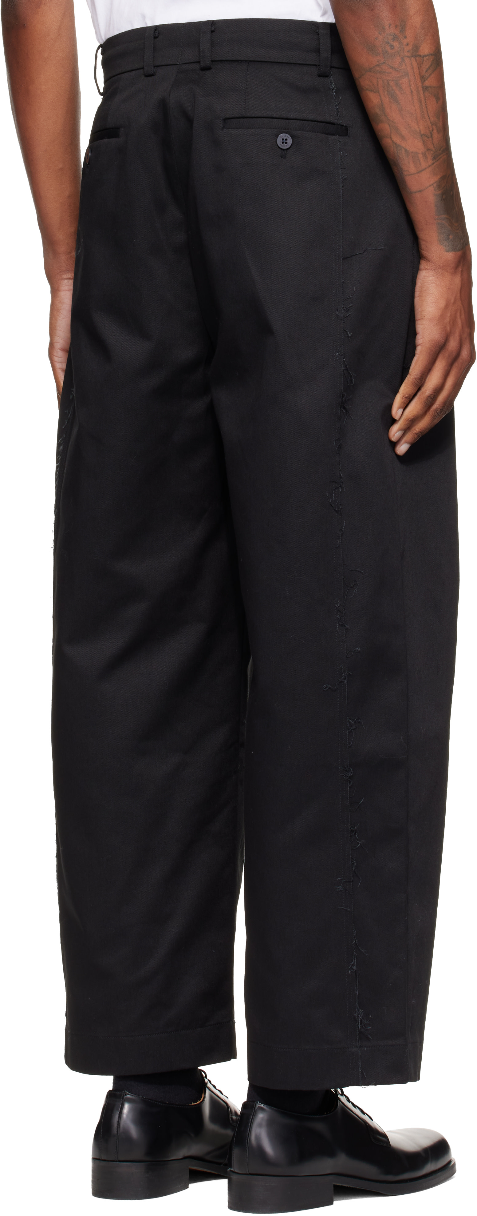 RE;CODE - Pantalon noir à bords bruts