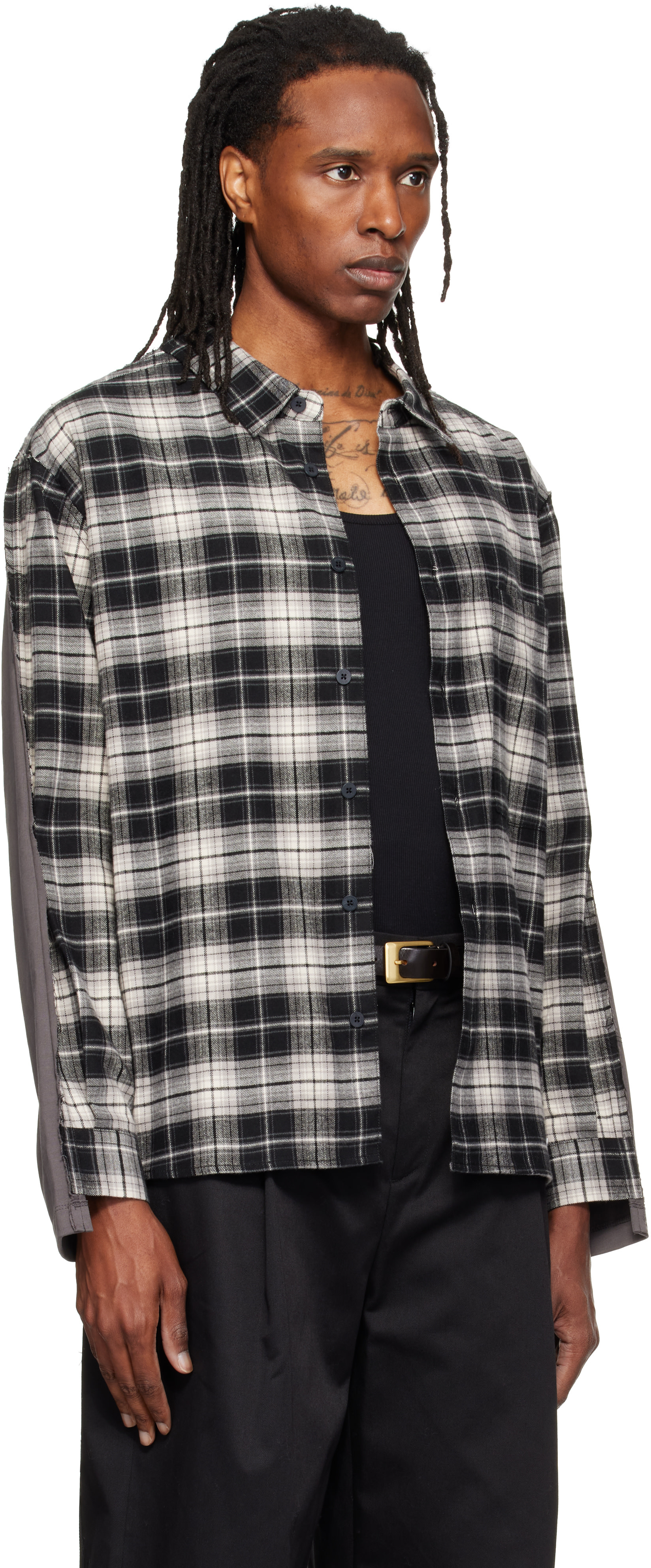 RE;CODE - Gray Mixed Check Shirt