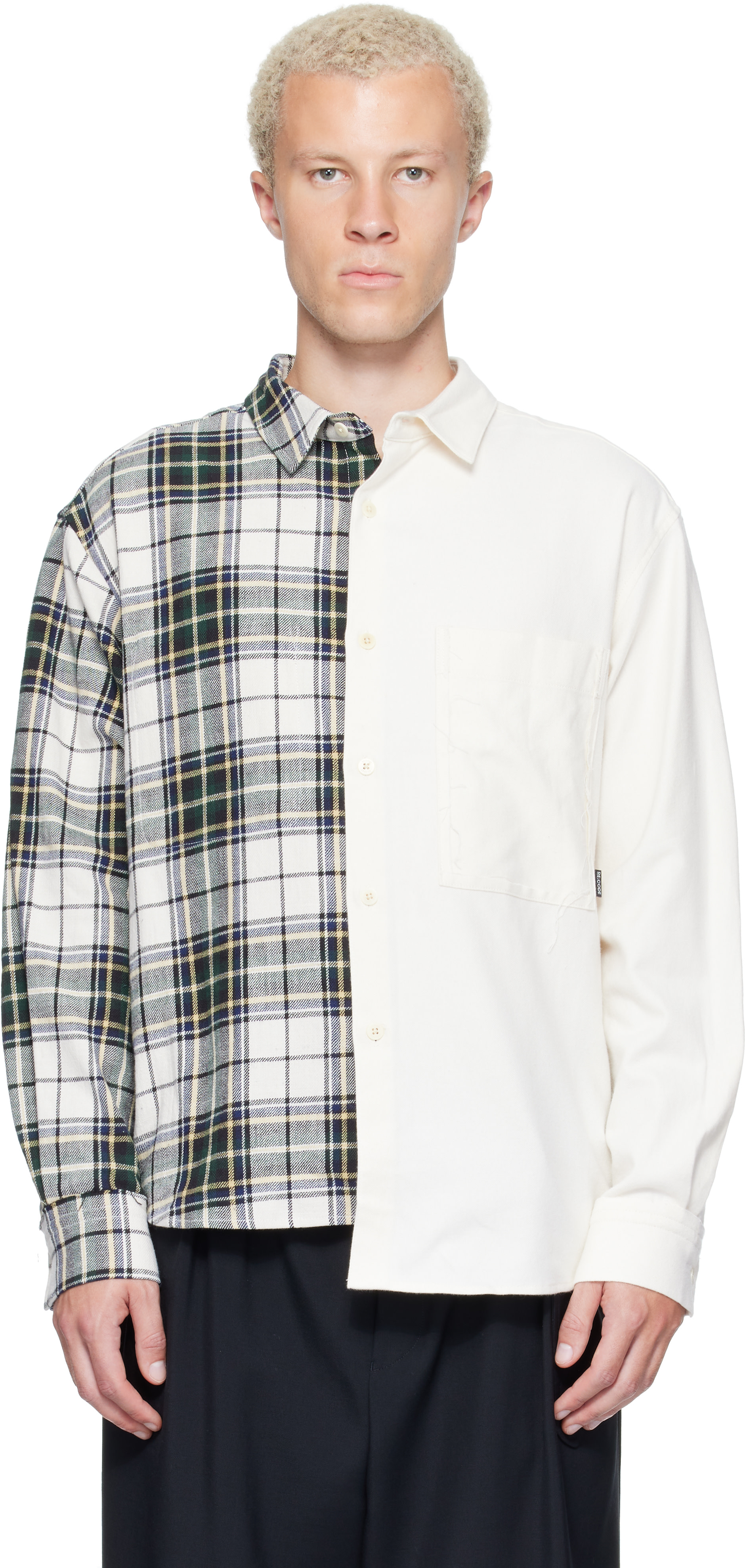 RE;CODE - Off-White Split-Check Shirt
