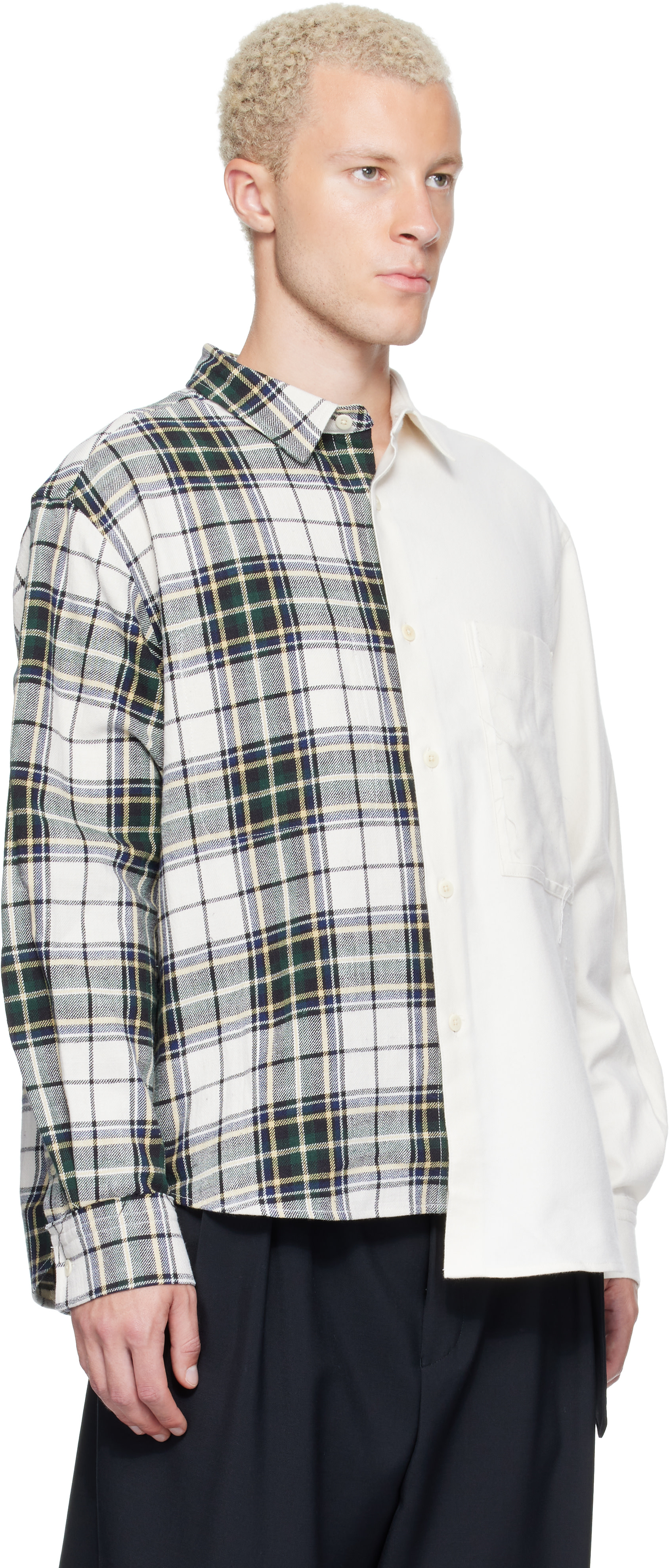 RE;CODE - Off-White Split-Check Shirt